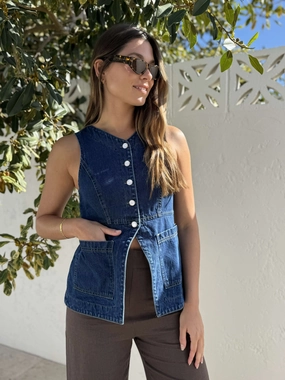 SICILLIAN TOP - INDIGO DENIM CrossGrain Fabric