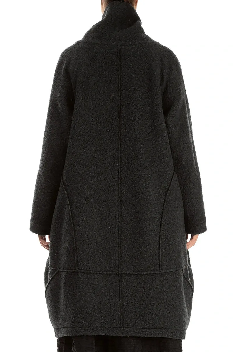 Canvas Make Balloon Warm Charcoal Plush Wool Cotton Coat