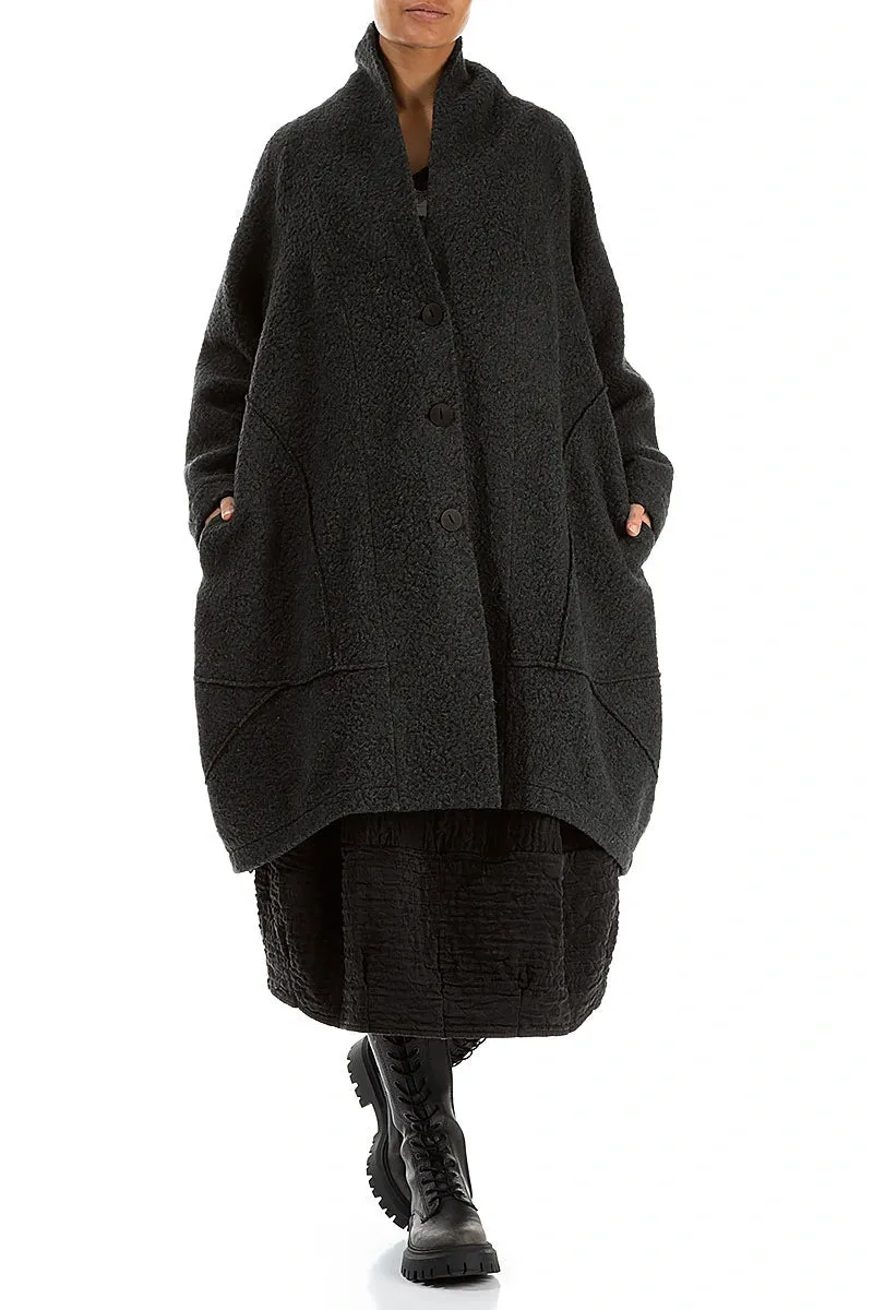 Balloon Warm Charcoal Plush Wool Cotton Coat Modular Layering