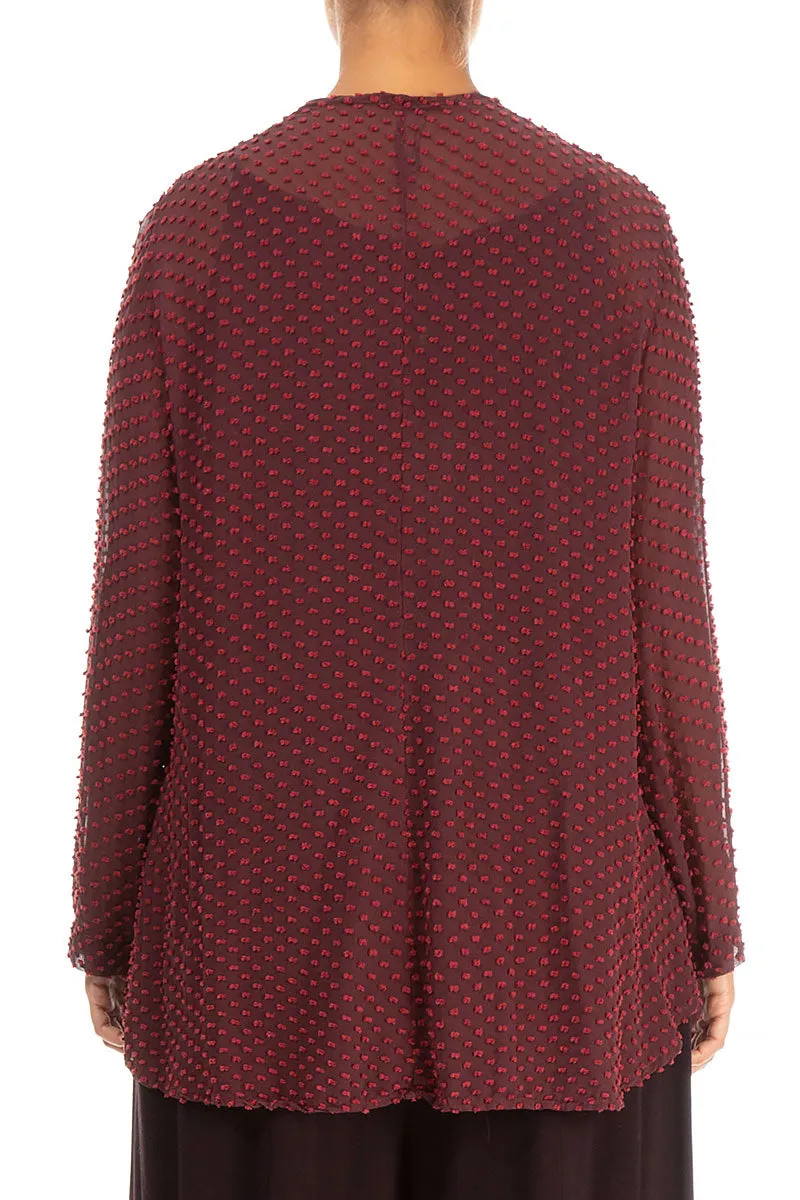 Dotty Burgundy Silk Jacket - Blouse Abrasion Resistant Surface