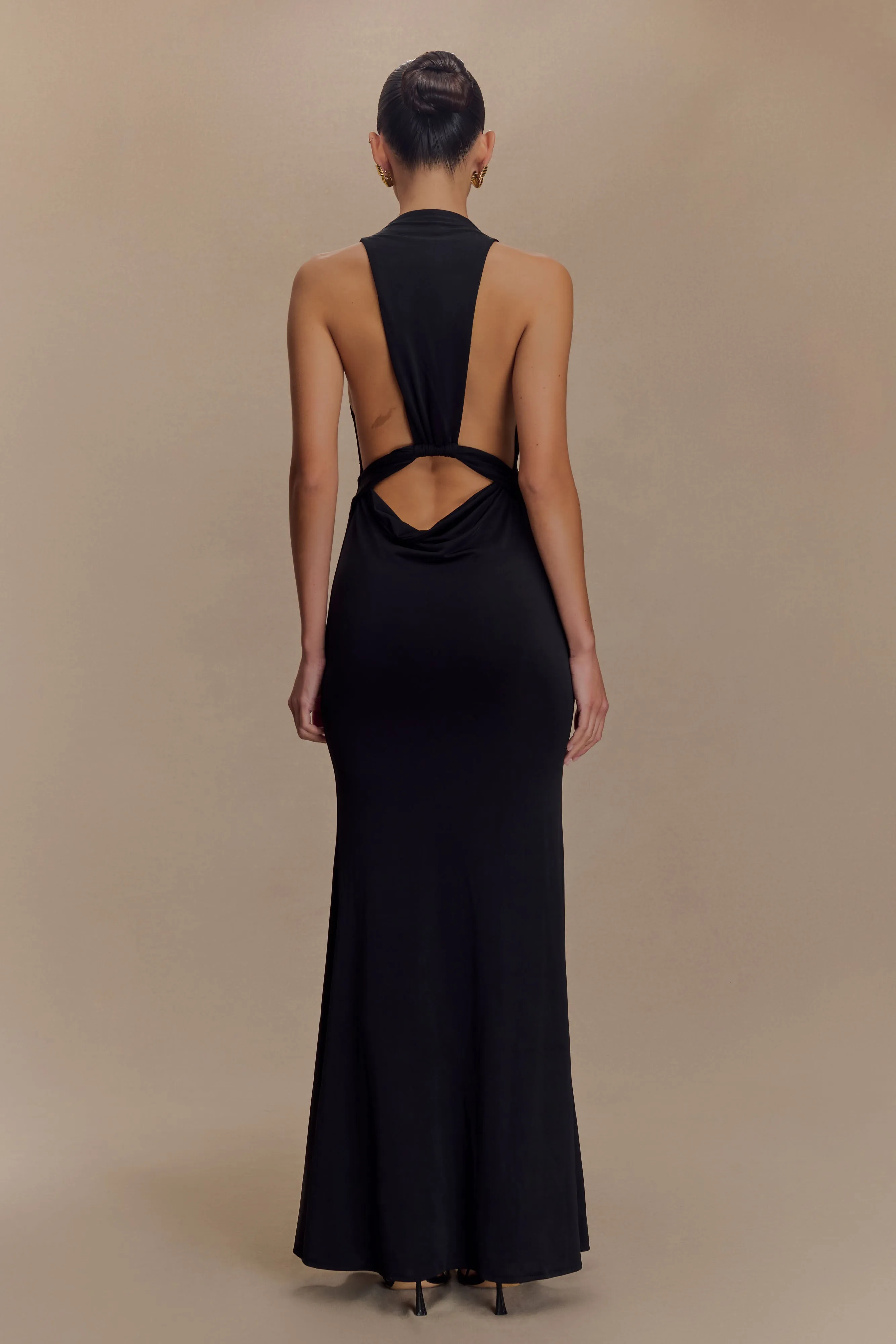 Elke Slinky V Neck Maxi Dress - Black All Time Trend Movement