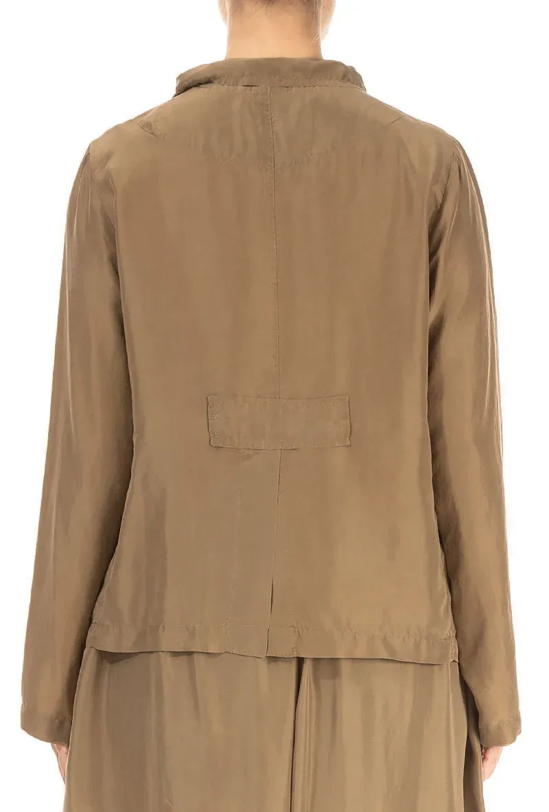Anti Static Lining Buttoned Aged Copper Pure Silk Jacket