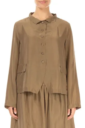 Buttoned Aged Copper Pure Silk Jacket Weekend Ready Look
