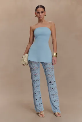 Trena Crochet Knit Pants - Sky Blue Basic Stretch
