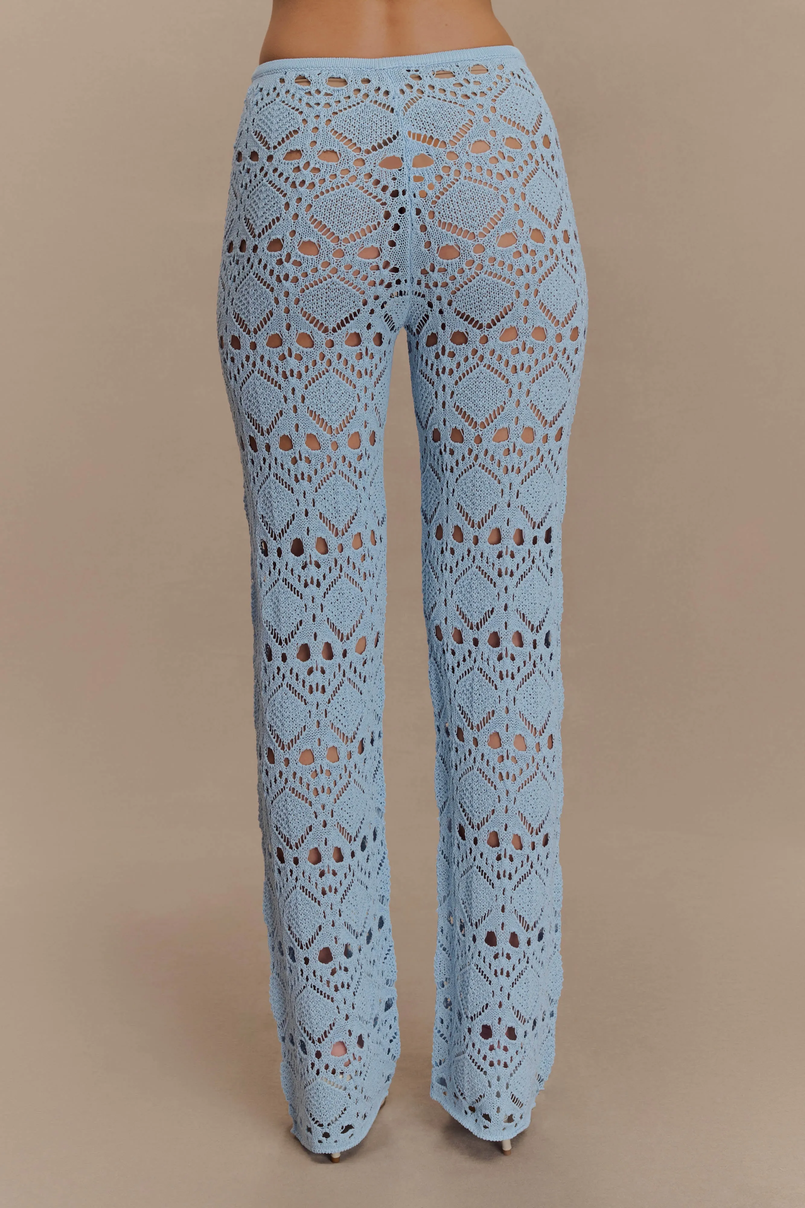 Trena Crochet Knit Pants - Sky Blue Performance Comfort Perfect Stretch