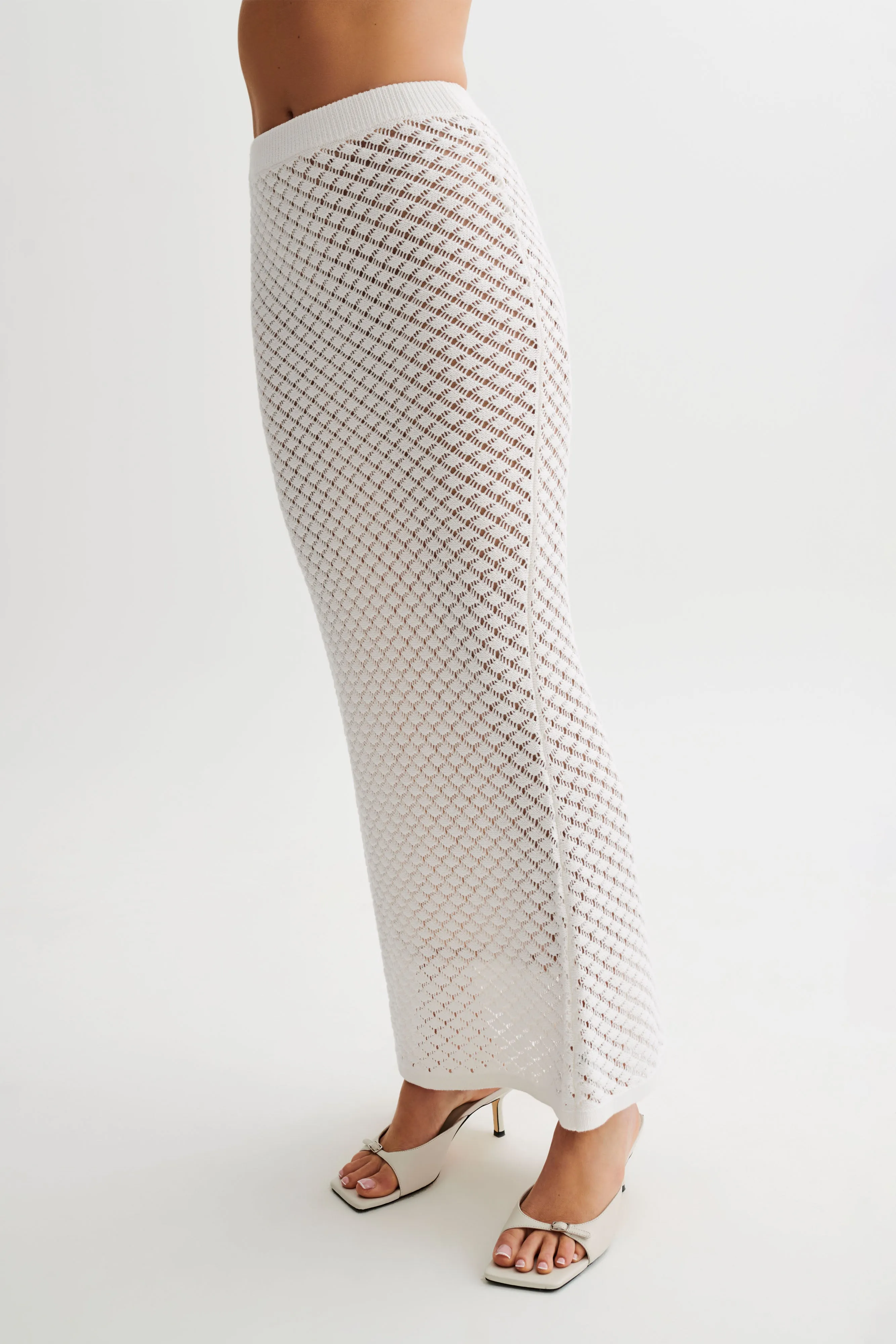 Guiliana Knit Maxi Skirt - Ivory Stain Release Finish