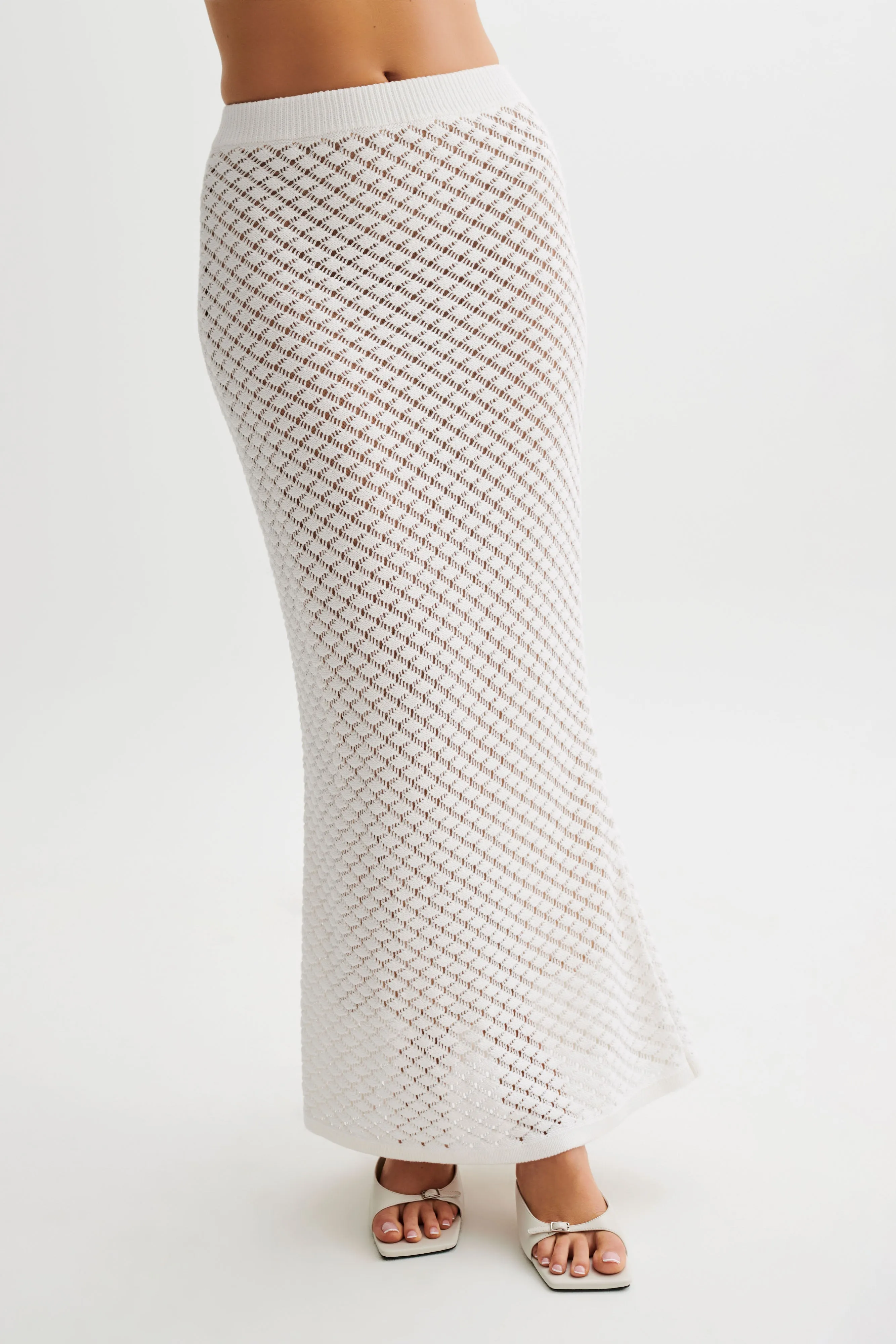 Guiliana Knit Maxi Skirt - Ivory Lightweight