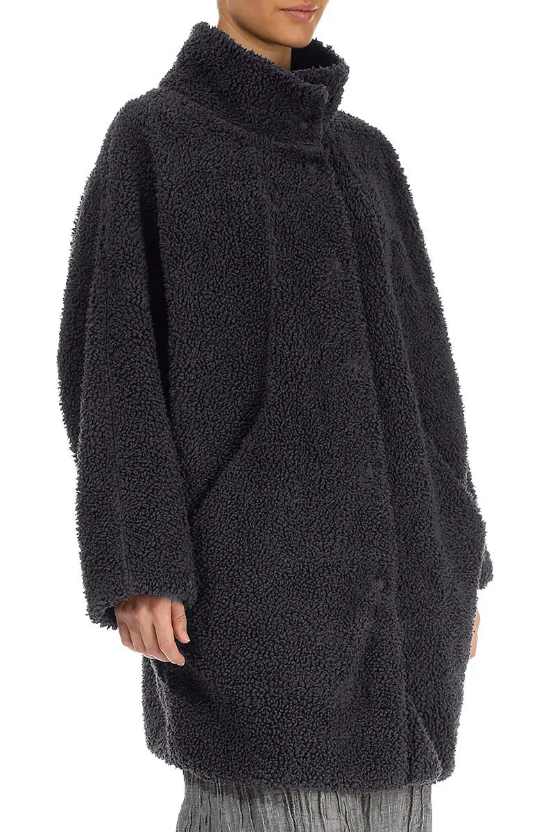 Heavyweight Fabric Graphite Blue Teddy Cotton Coat