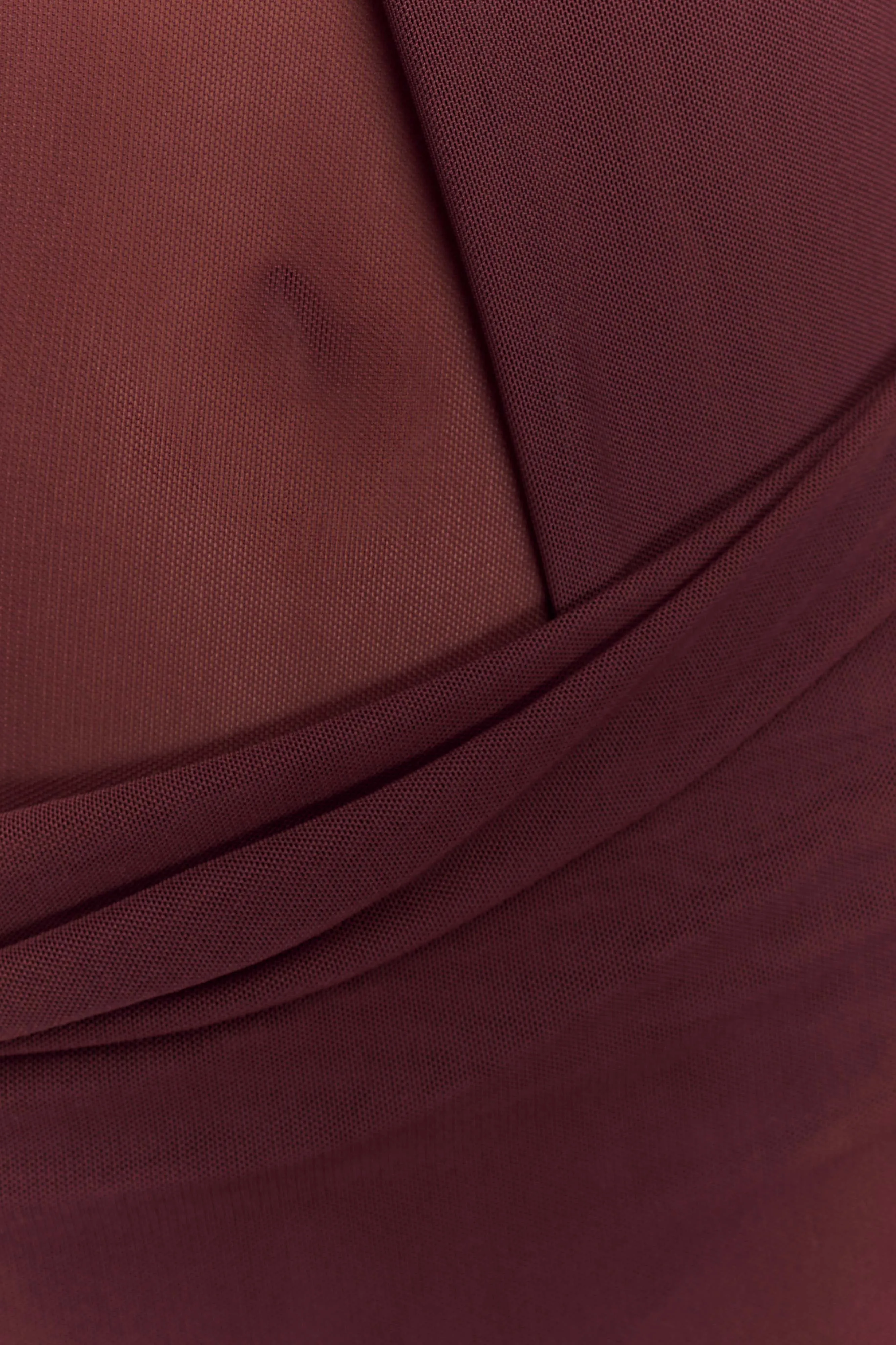 Silky Drape Edwina Knotted Mesh Maxi Dress - Mahogany