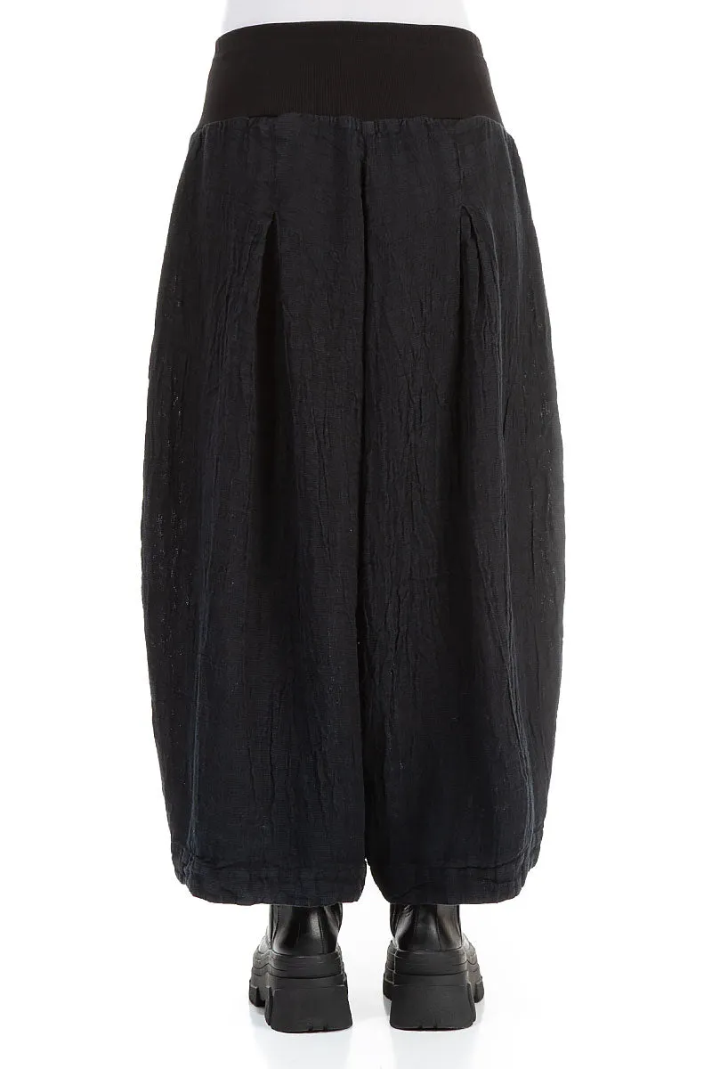 Timeless Comfort Fit Loose Midnight Blue M??lange Linen Trousers