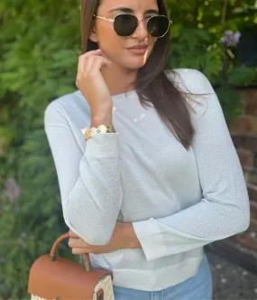 Silver Sparkly Fine Knit Jumper Winter Ready Layer