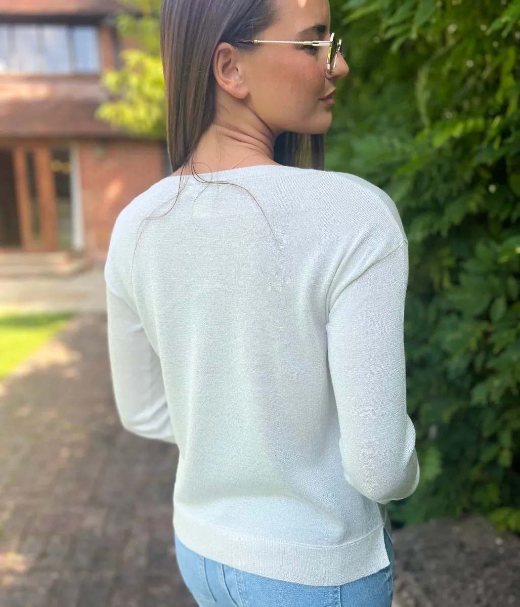 Cozy Performance Winter Ready Look Silver Sparkly Fine Knit Jumper