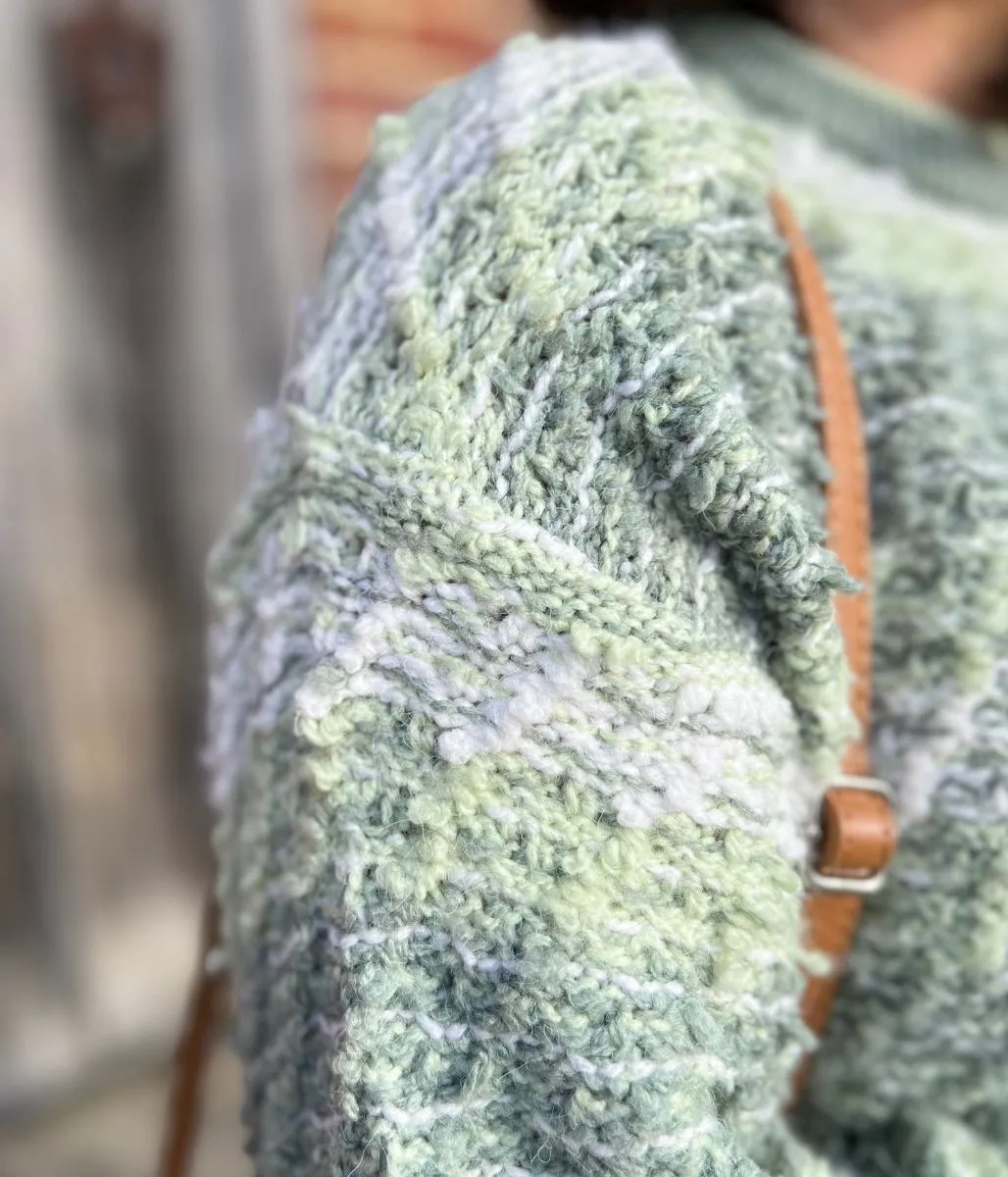 Green Textured Patterned Jumper Functional Design