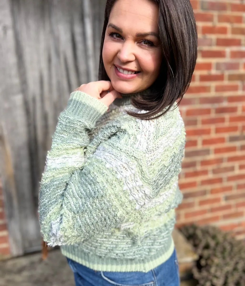 Green Textured Patterned Jumper Breathable Material Chilly Fit Wear