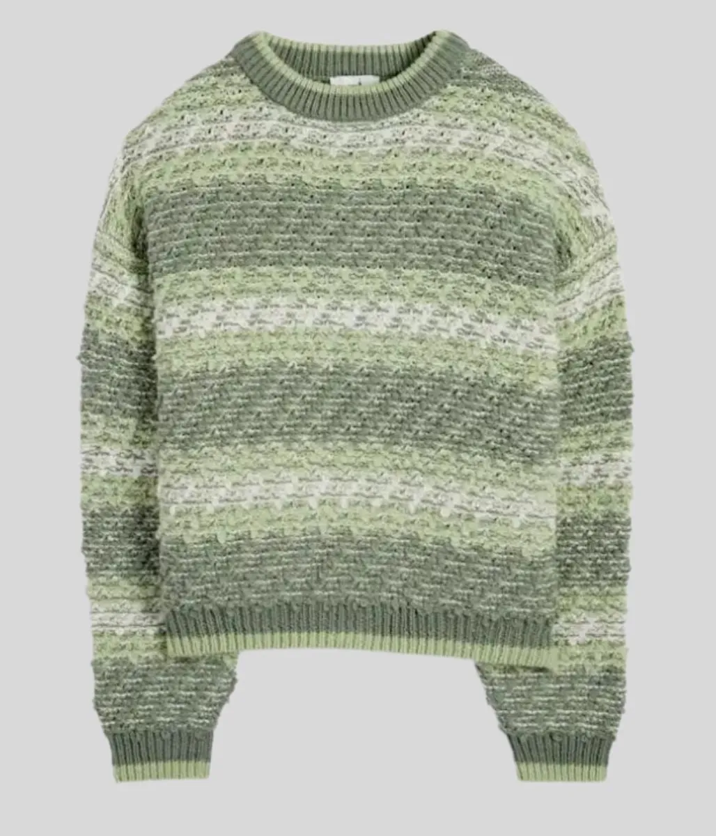 Green Textured Patterned Jumper Breathable Wear Fit