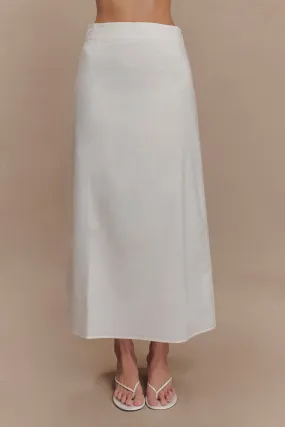 Hidden pockets Layering Comfort Dora Linen Midi Skirt - Ivory