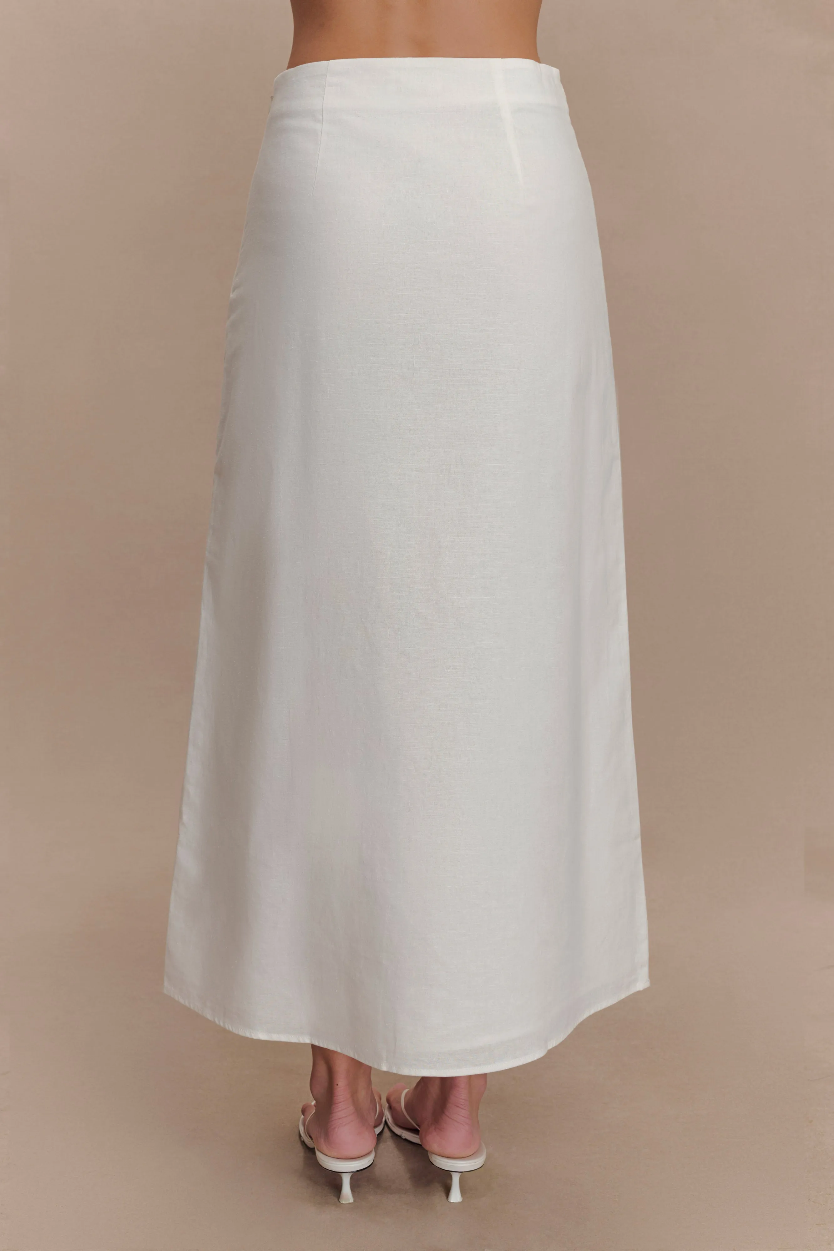 Chill Wear Dora Linen Midi Skirt - Ivory
