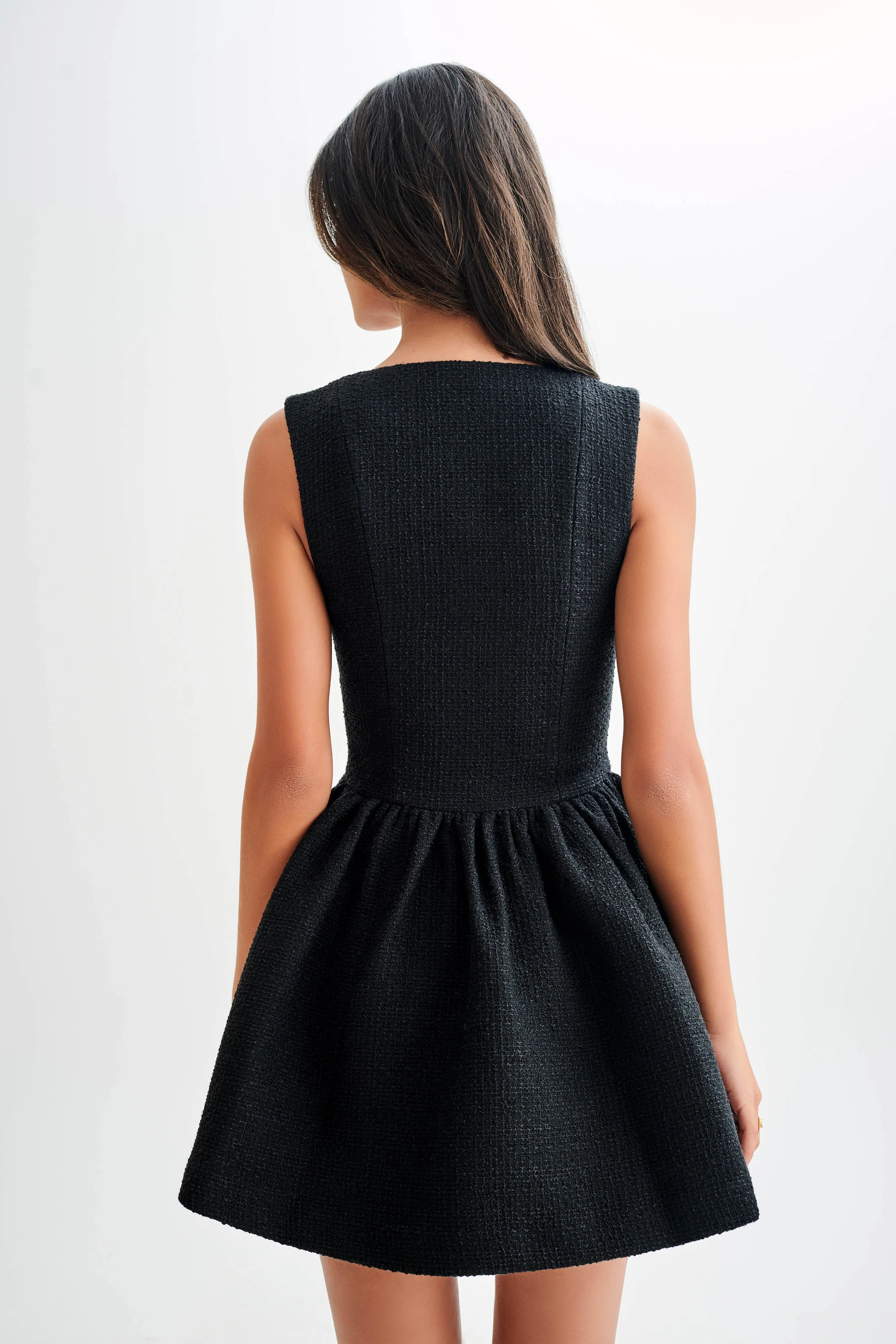 Jennifer Boucle Mini Dress - Black warm tones Soft Movement