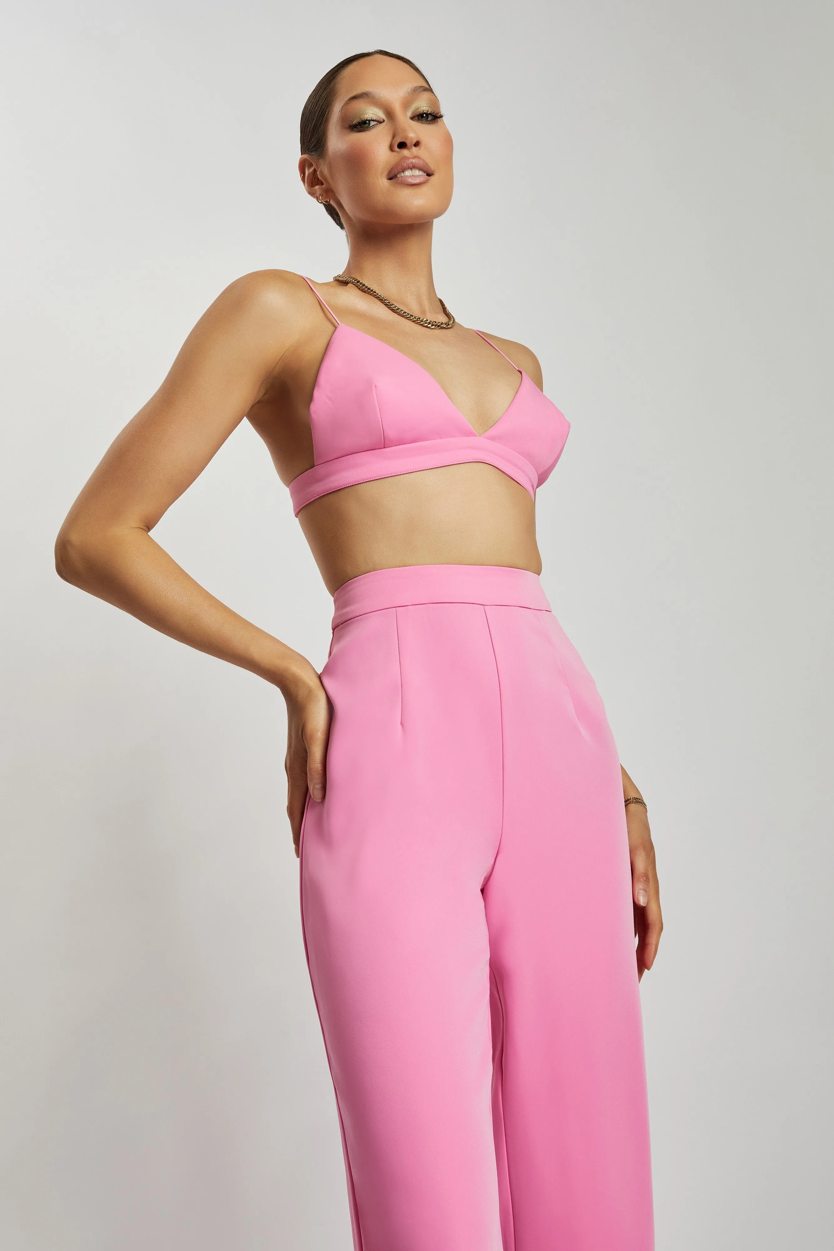 Cynthia Triangle Bralette - Pink Stretch Fit Top Durable Double Stitching