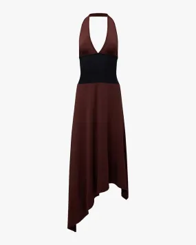 Corset Halter Asymmetrical Midi Dress relaxed shape Formal Style