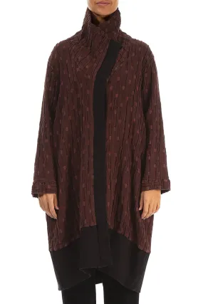 Relaxed City Style High Collar Merlot Textured Linen Jacket