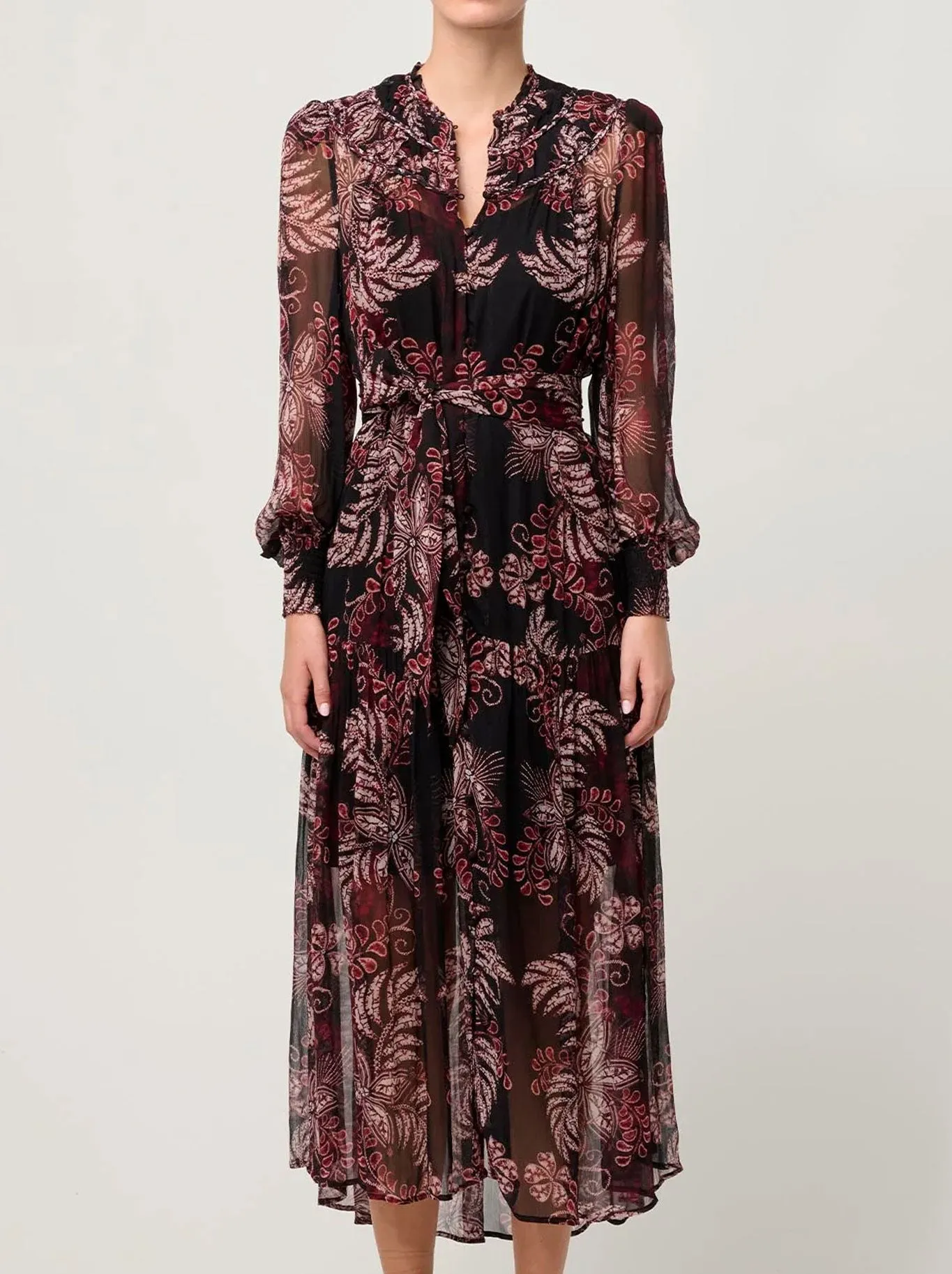 ONCE WAS SOLANA DRESS Gathered Skirt Modern and Feminine
