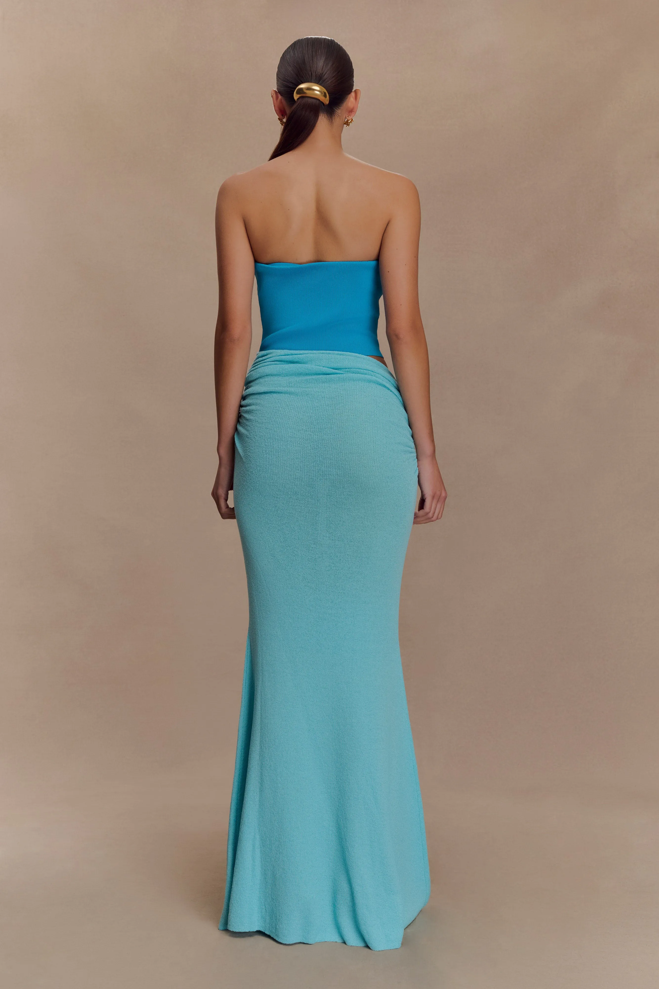 Clean Base Jasiel Strapless Knit Maxi Dress - Cyan Blue
