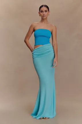 Understated Glam Night Ready Jasiel Strapless Knit Maxi Dress - Cyan Blue