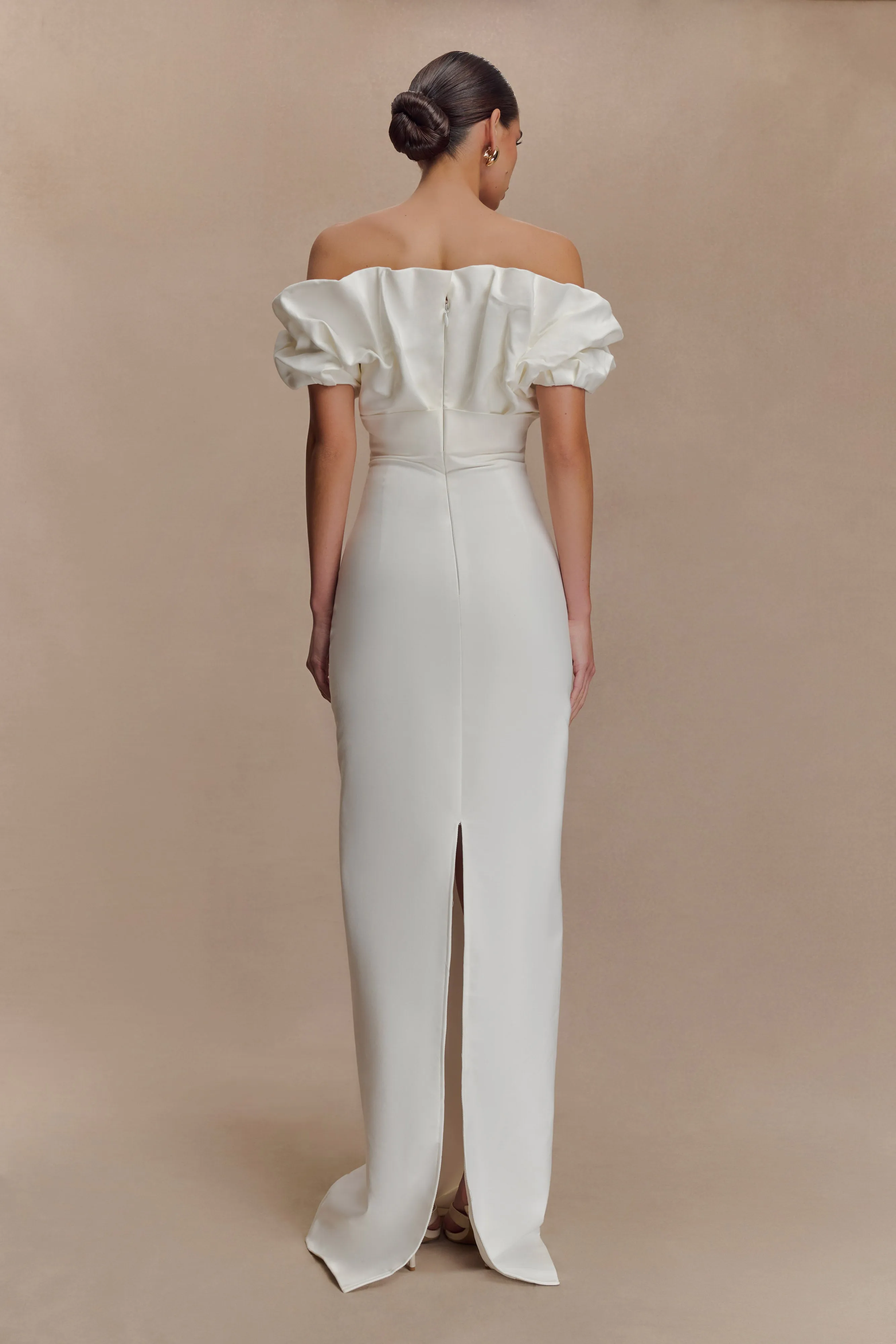 Sariya Sculptural Maxi Dress - White Tonal-Panel