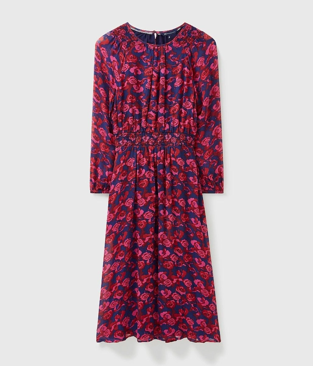 Free Shape Pink Rose Print Lorie Midi Dress