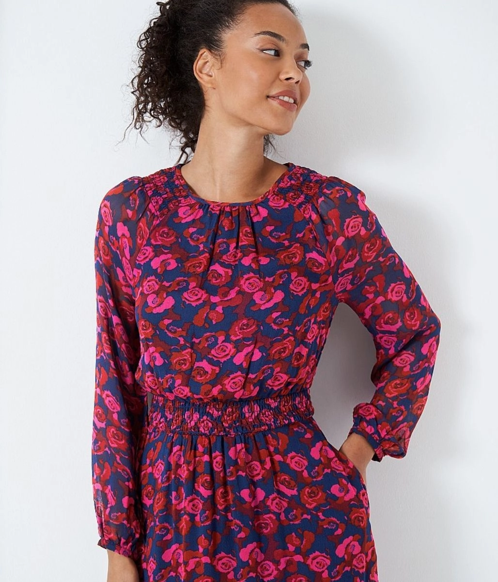 Clean Outfit Pink Rose Print Lorie Midi Dress