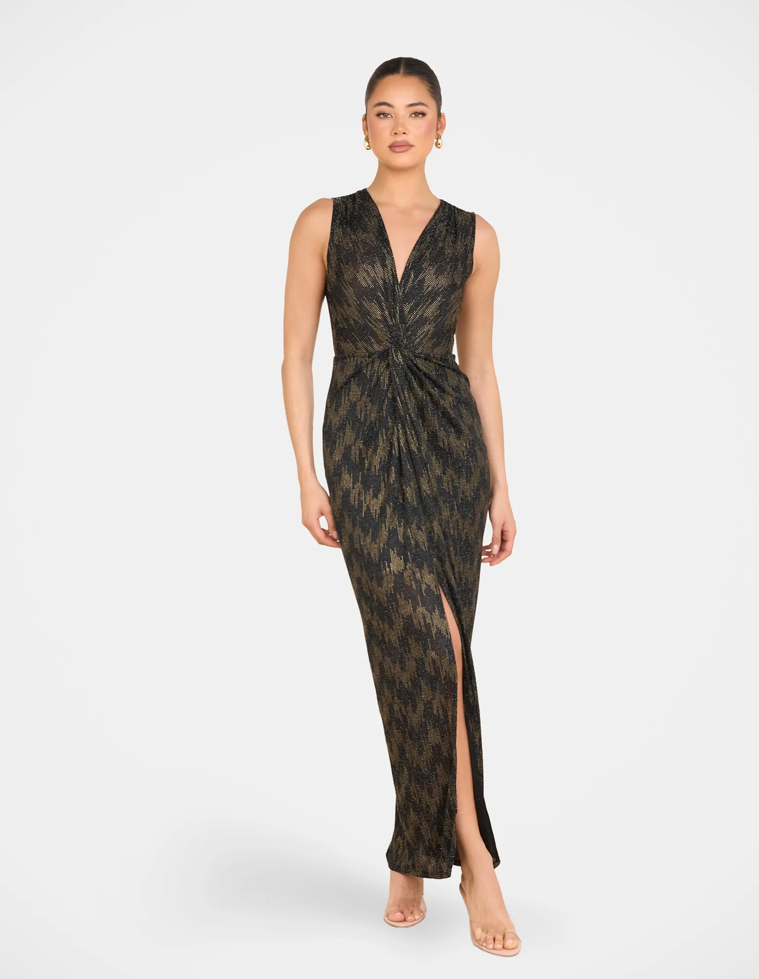 Runway-Ready Elegant Layer Laurentian  V-neck Gown