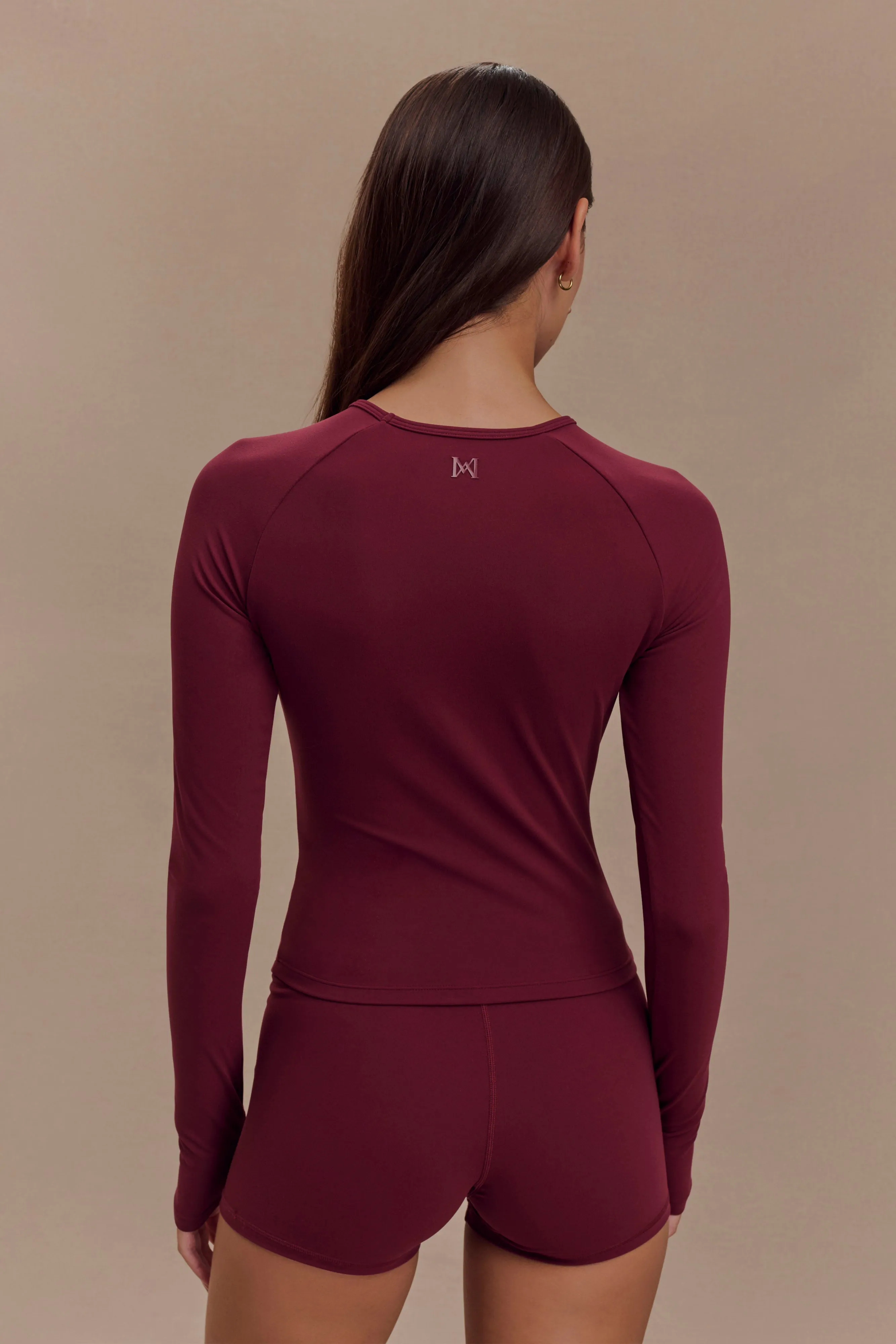 Ultraviolet Protection Finish Eliana Long Sleeve Active Top - Burgundy