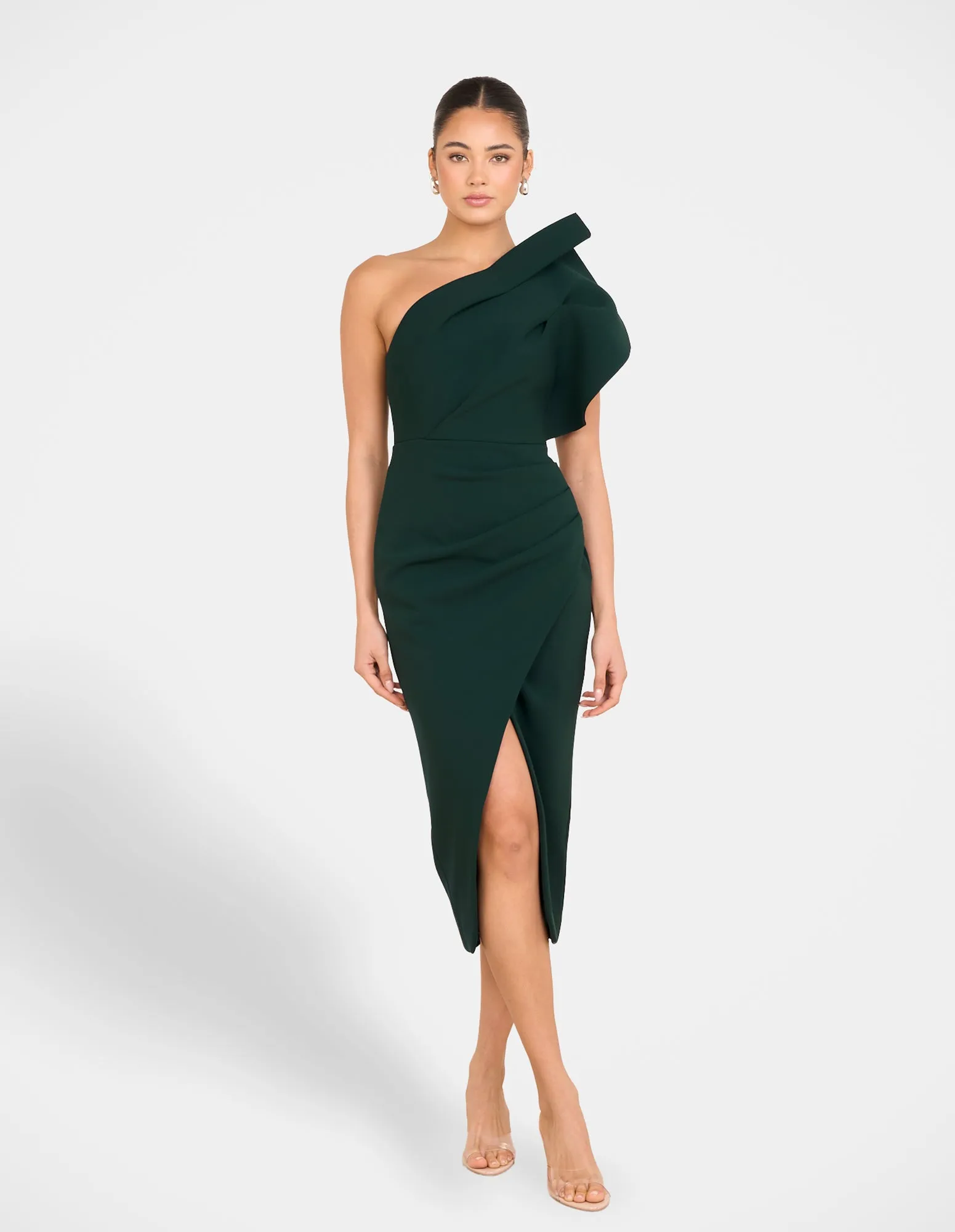 Elise Asymmetric Midi Dress All-Occasion Wear Quiet Glow