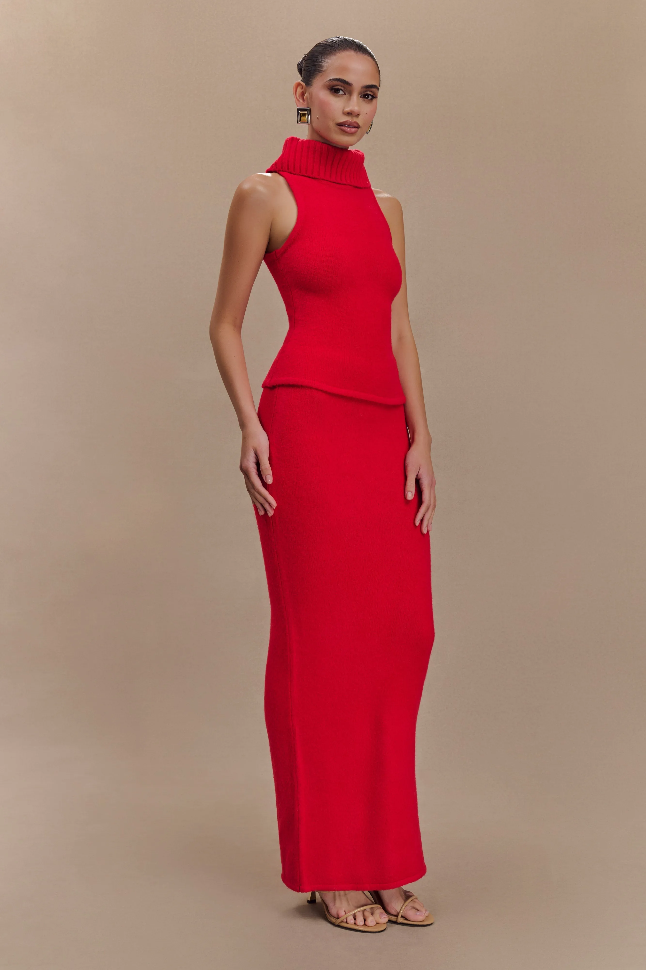Flexible Motion Elise Knit Maxi Skirt - Red