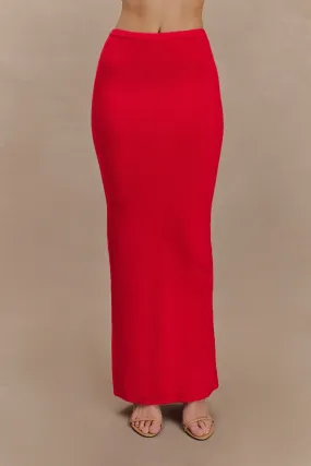 Elise Knit Maxi Skirt - Red Minimal Waistband