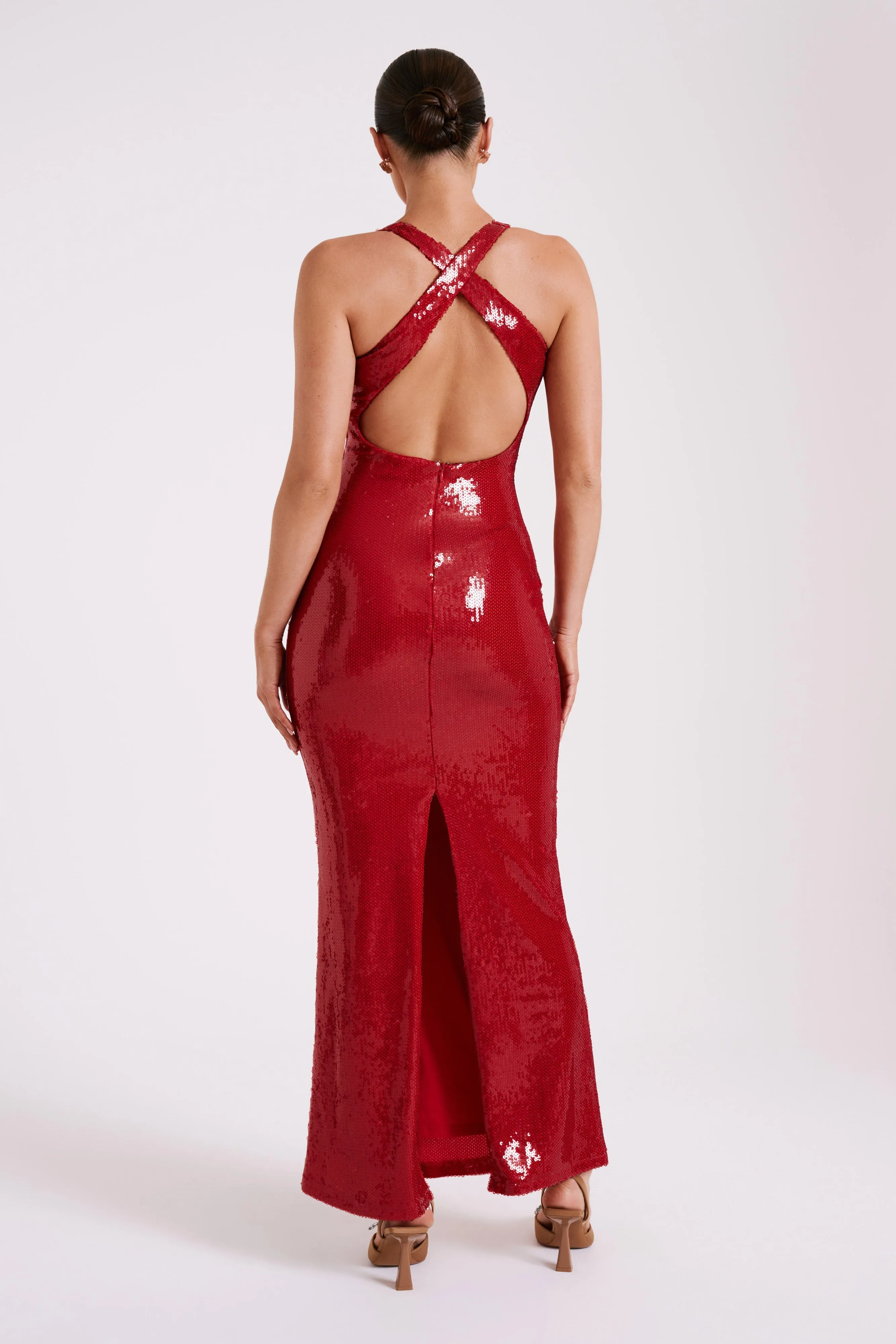 Easy Pick Eliza Rose Sequin Maxi Dress - Red