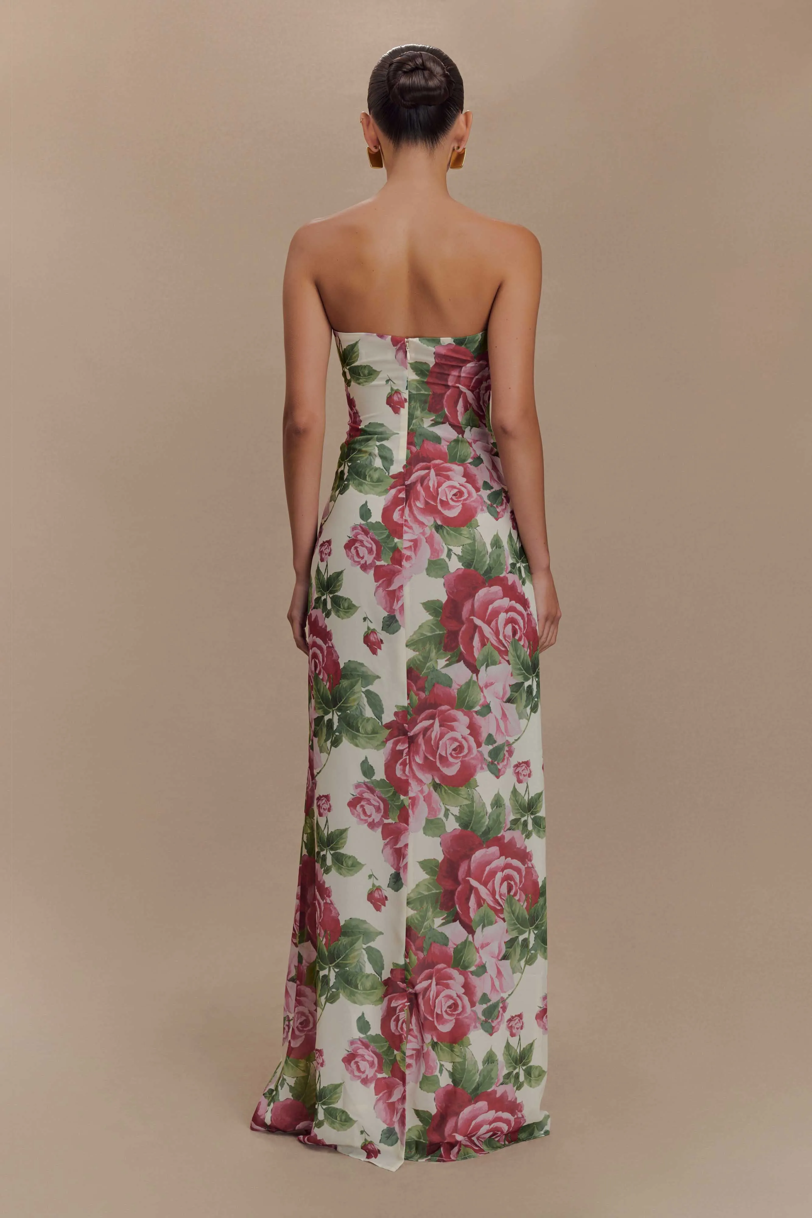 Comfortable shift dress Ella Strapless Chiffon Maxi Dress - Sonia Rose Print
