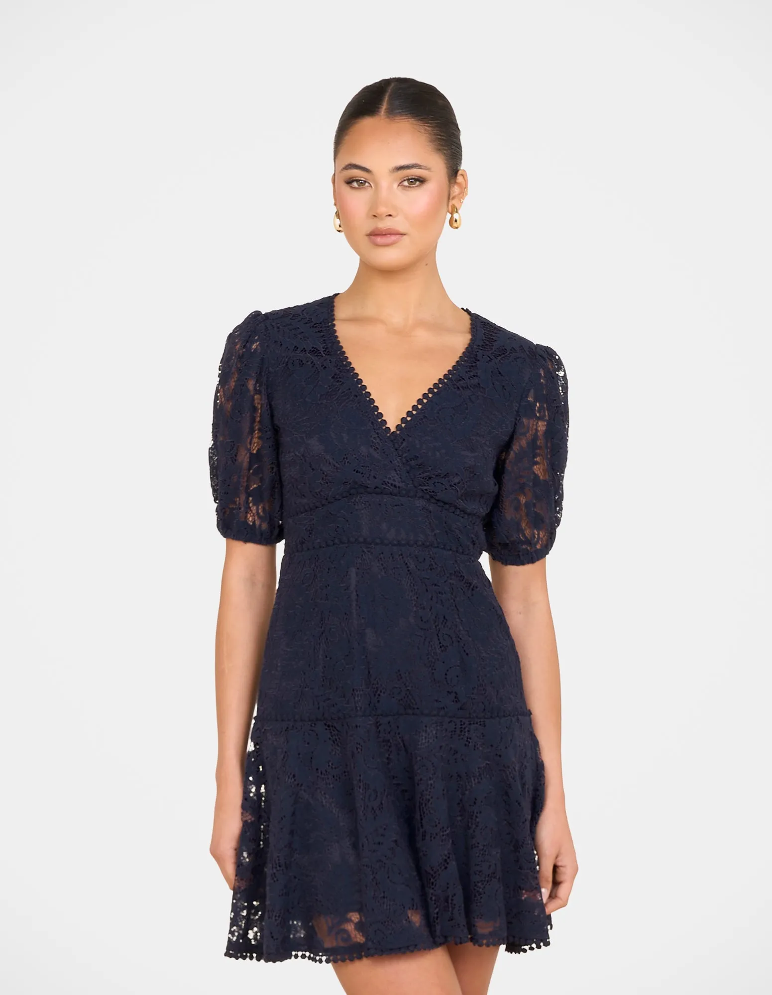 Chic Mom Ellaria Puff Sleeve Mini Dress