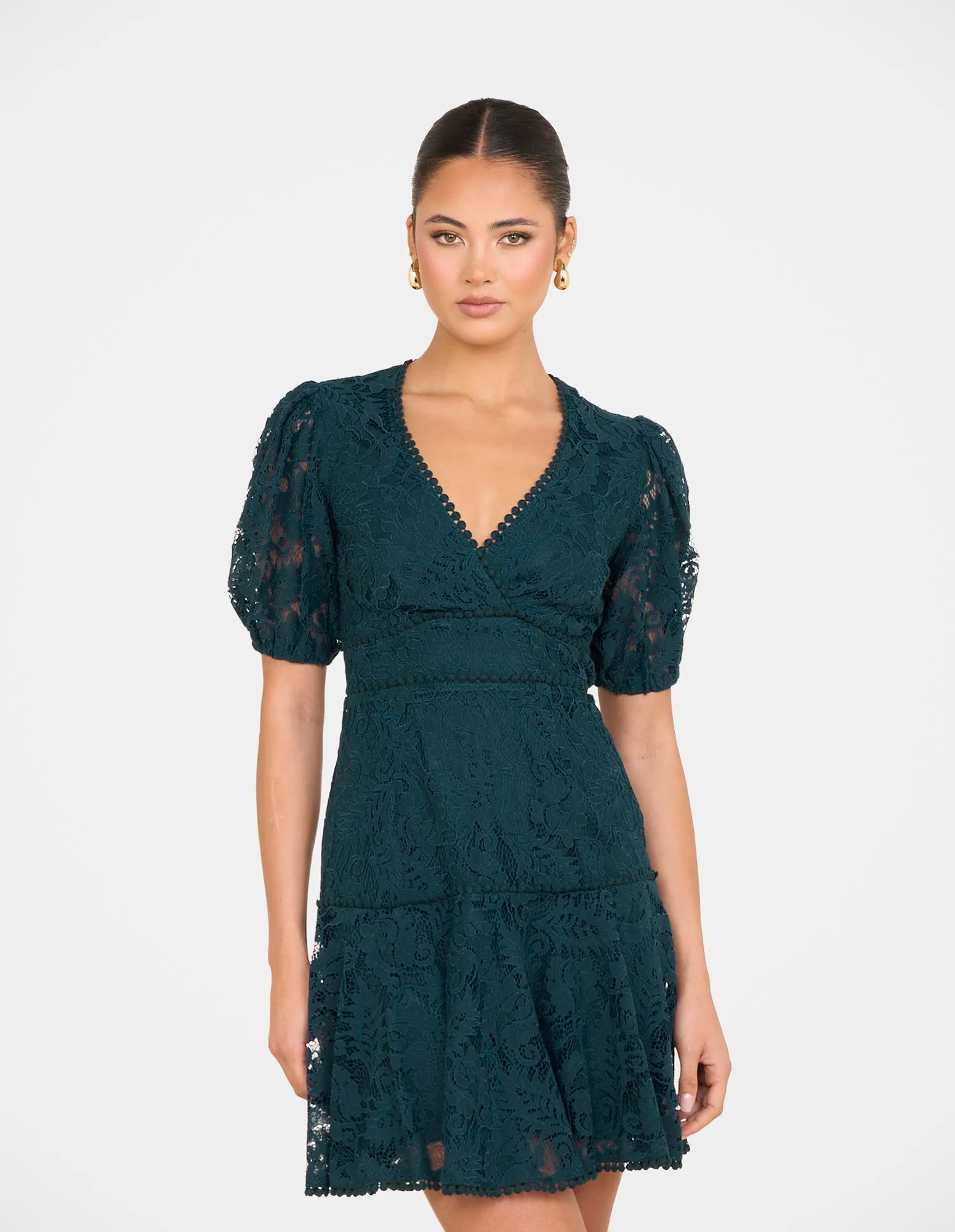 High-waist Ellaria Puff Sleeve Mini Dress