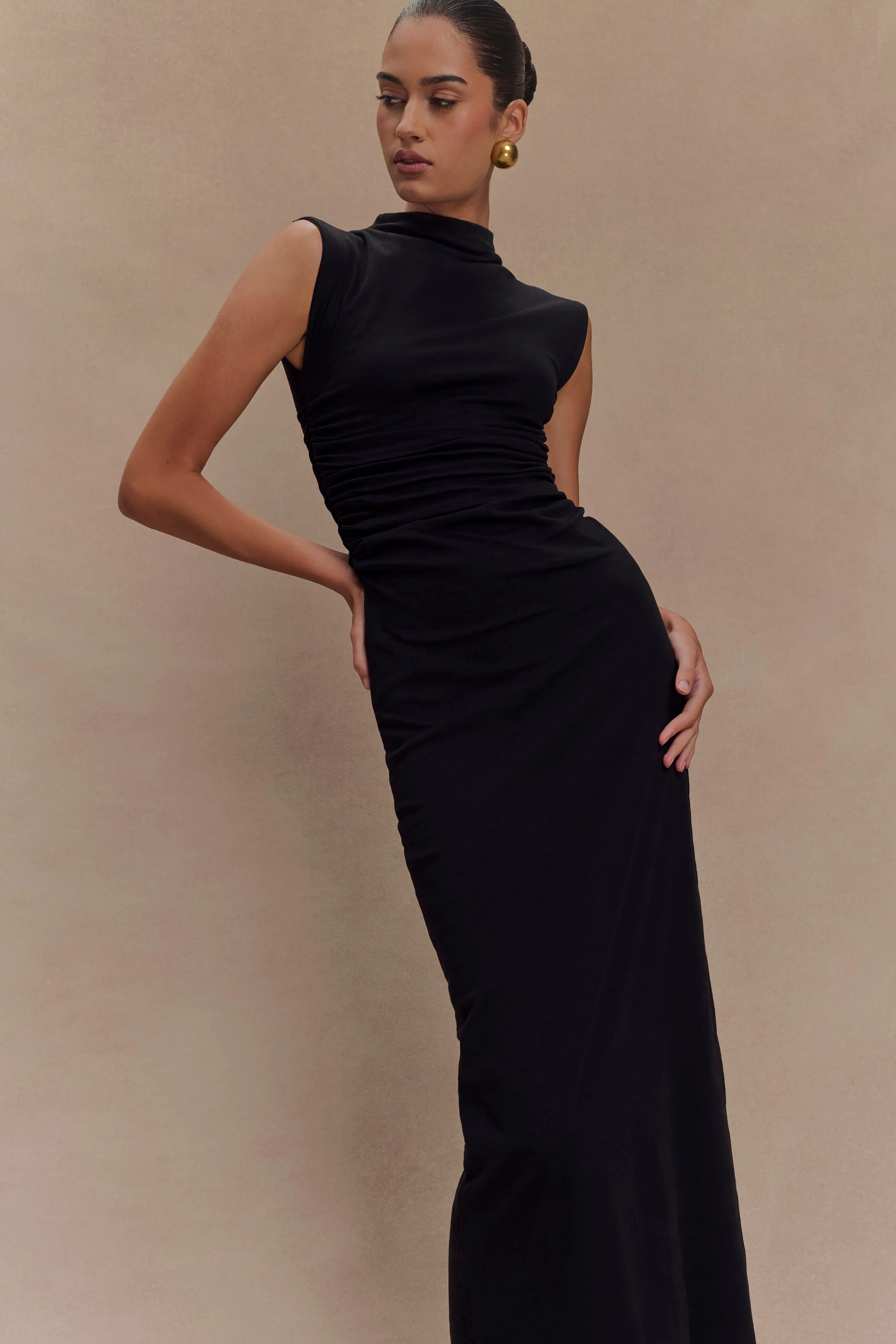 Elliot High Neck Sleeveless Maxi Dress - Black Daily Comfort Charming Style