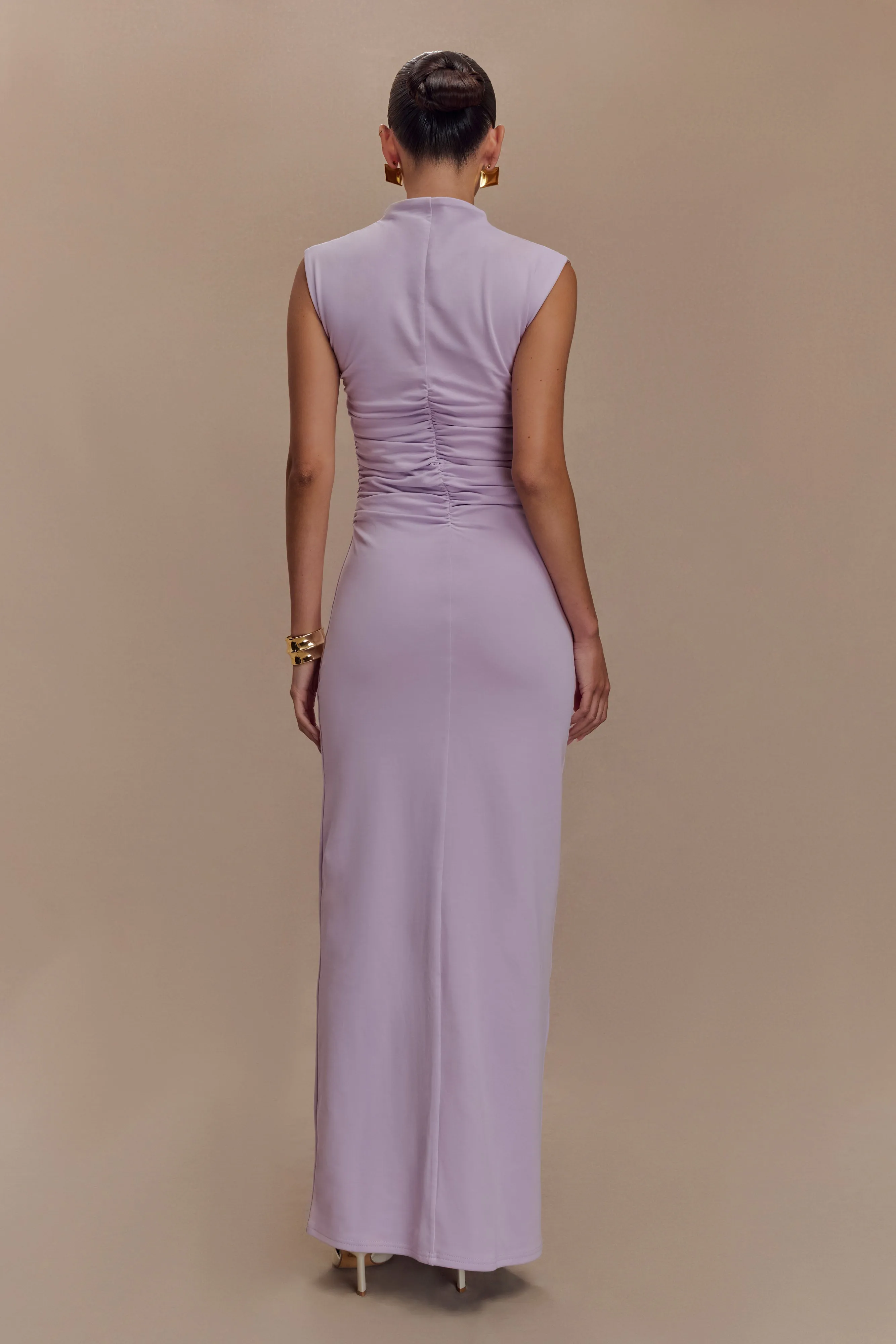 Cool Elegance Elliot High Neck Sleeveless Maxi Dress - Lilac