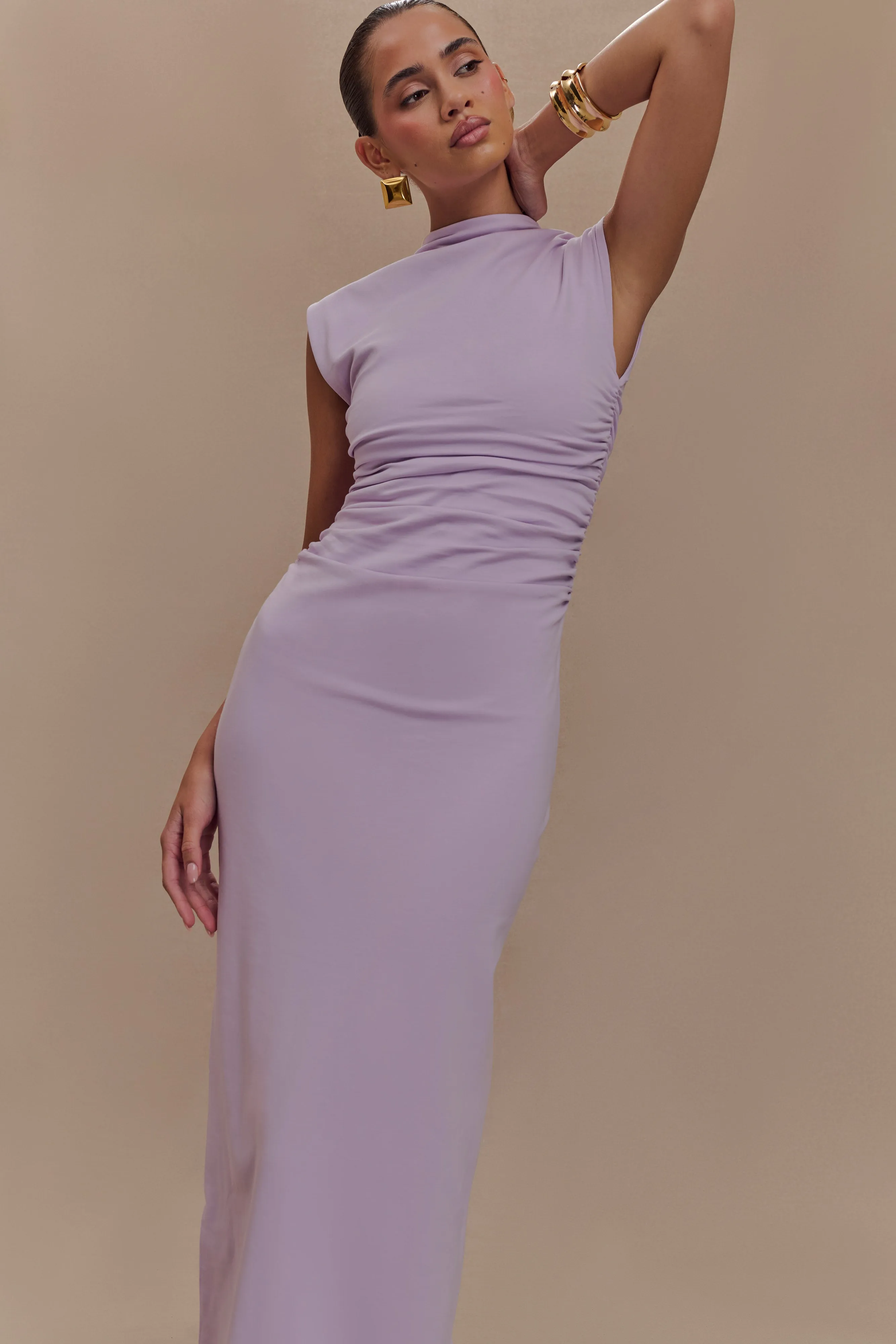 Elliot High Neck Sleeveless Maxi Dress - Lilac Coral Soft Daily Mood