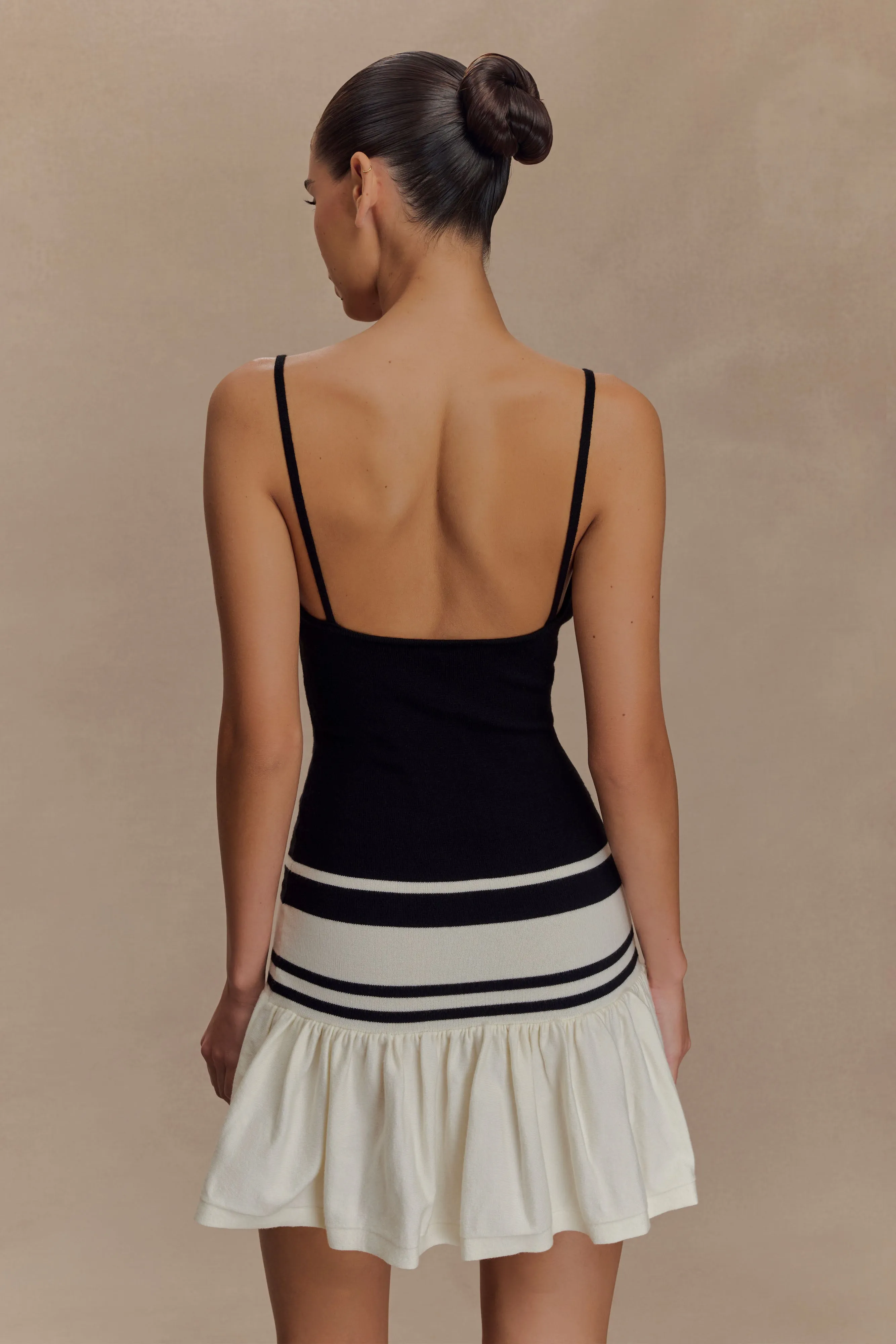 Ellison Contrast Knit Mini Dress - Black/White Contemporary Fit