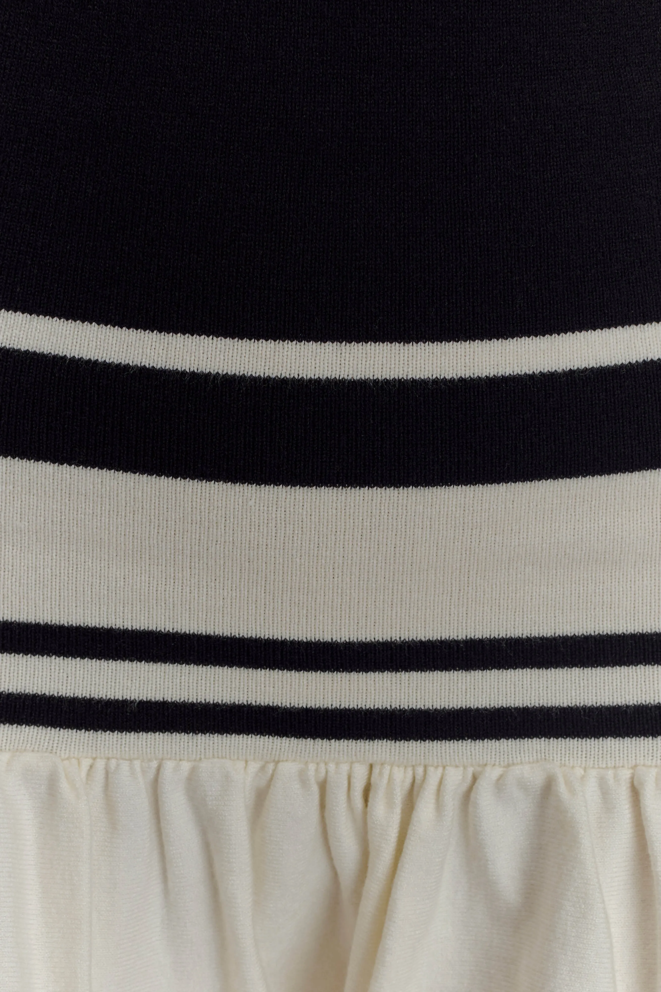 Ellison Contrast Knit Mini Dress - Black/White Petal Zone Walk Easy
