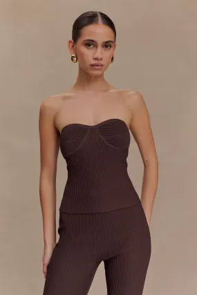 Durable Stitching Comfortable Cut Elodie Strapless Cupped Knit Top - Chocolate