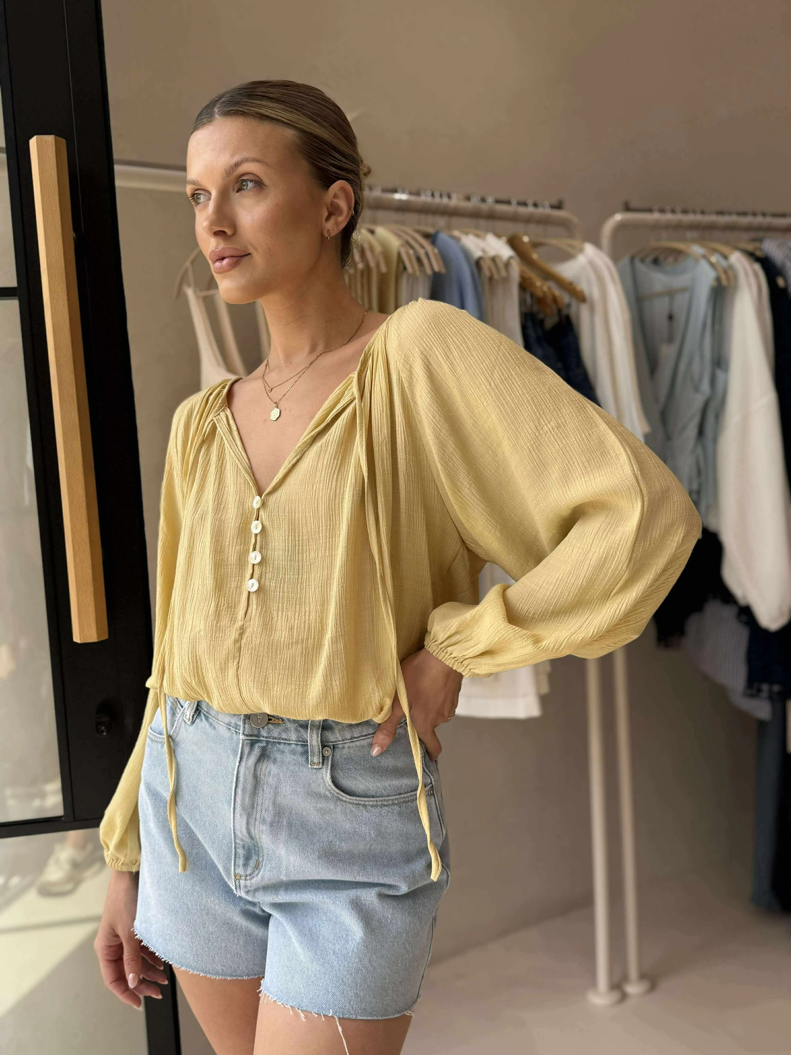ELOISE BLOUSE-NAPLES YELLOW LowMaintenanceMaterial