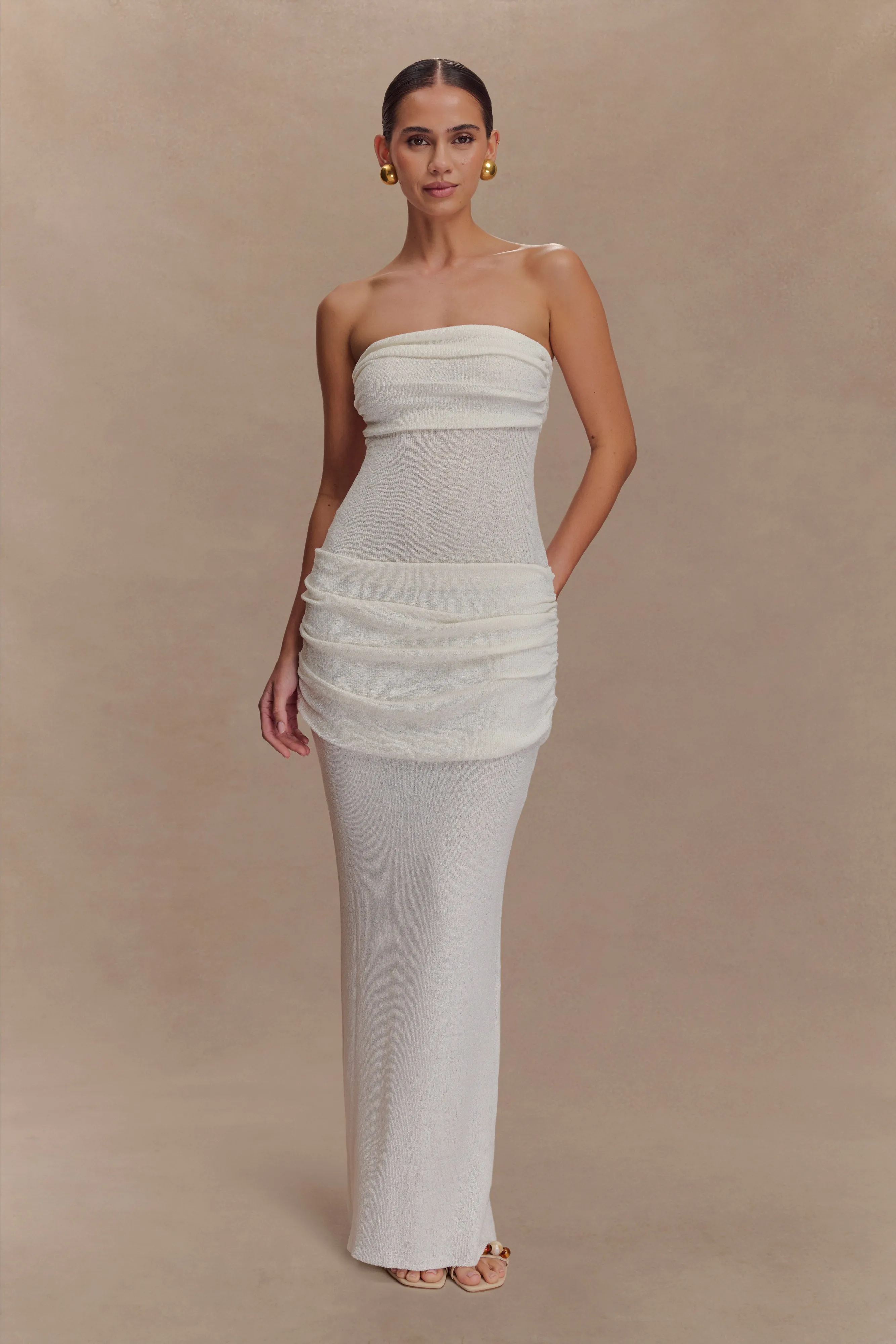 Smart Tones Elora Strapless Knit Maxi Dress - Ivory