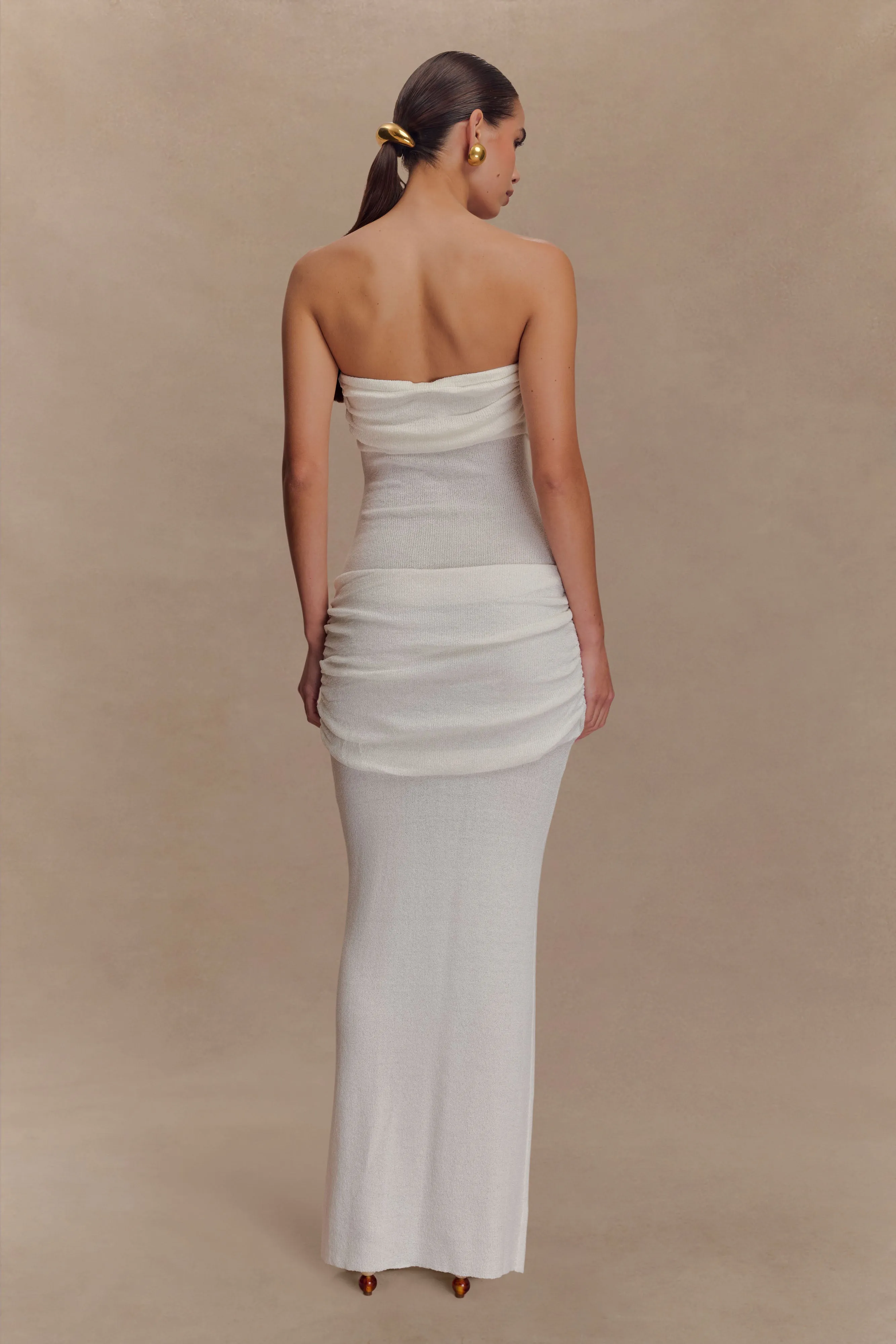Fresh Look Casual-Look Elora Strapless Knit Maxi Dress - Ivory