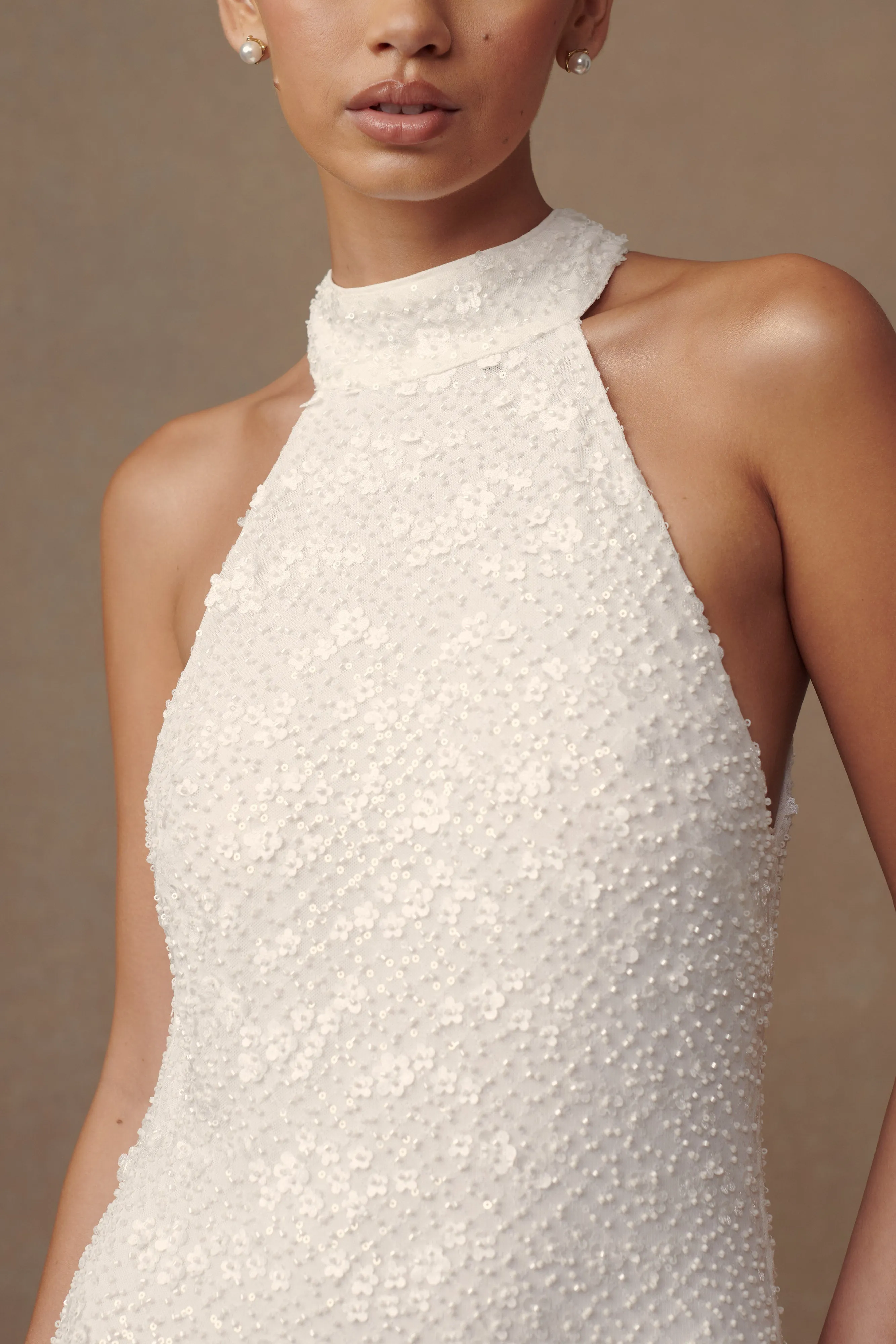 Emery Lace Halter Maxi Dress - White Effortless Vibe Day Romance